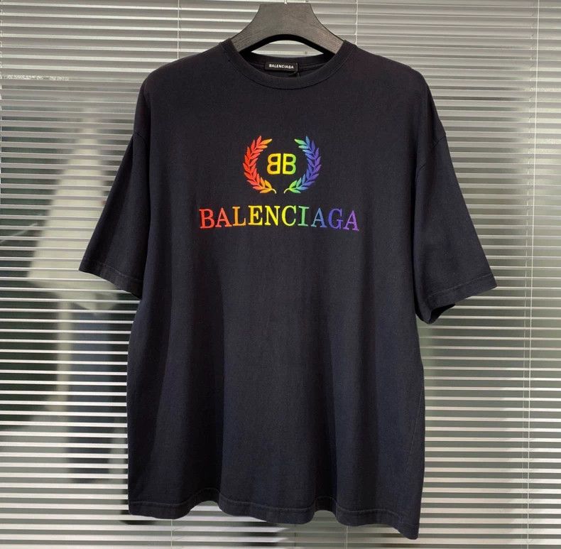 Balenciaga Balenciaga Short sleeve + T-shirt + rainbow double B wheat Size US S / EU 44-46 / 1 - 1 Thumbnail