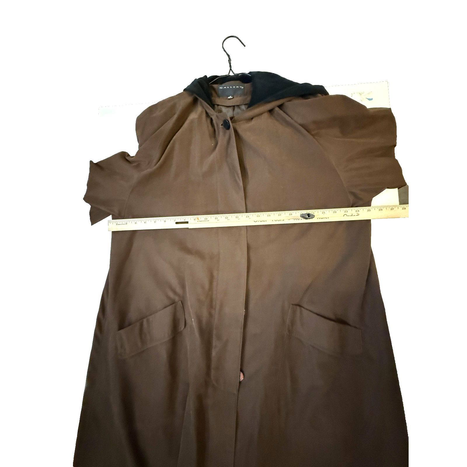 Gallery1950 Vintage 90s Coat Womens 14 Brown Hooded Long Hong Kong Size L / US 10 / IT 46 - 7 Thumbnail
