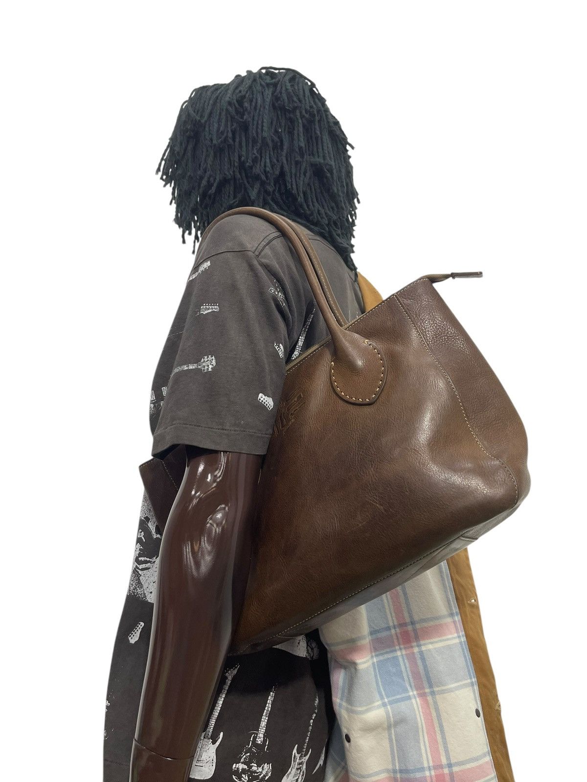 Comme Des Garcons x Genuine Leather Full Leather Genten Japan Tote Shoulder Bag 19 in Green, Men's
