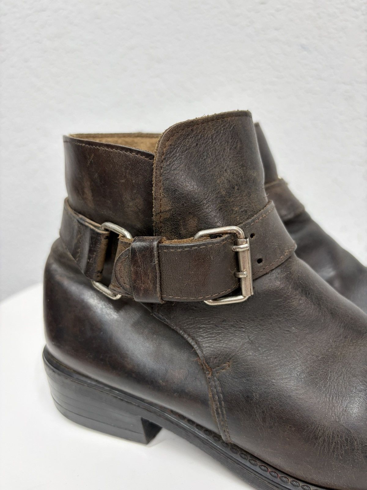 If Six Was Nine Vintage Y2K Brown Leather Side Zip Boots Guidi Marsell Style Size US 7.5 / EU 40-41 - 8 Thumbnail