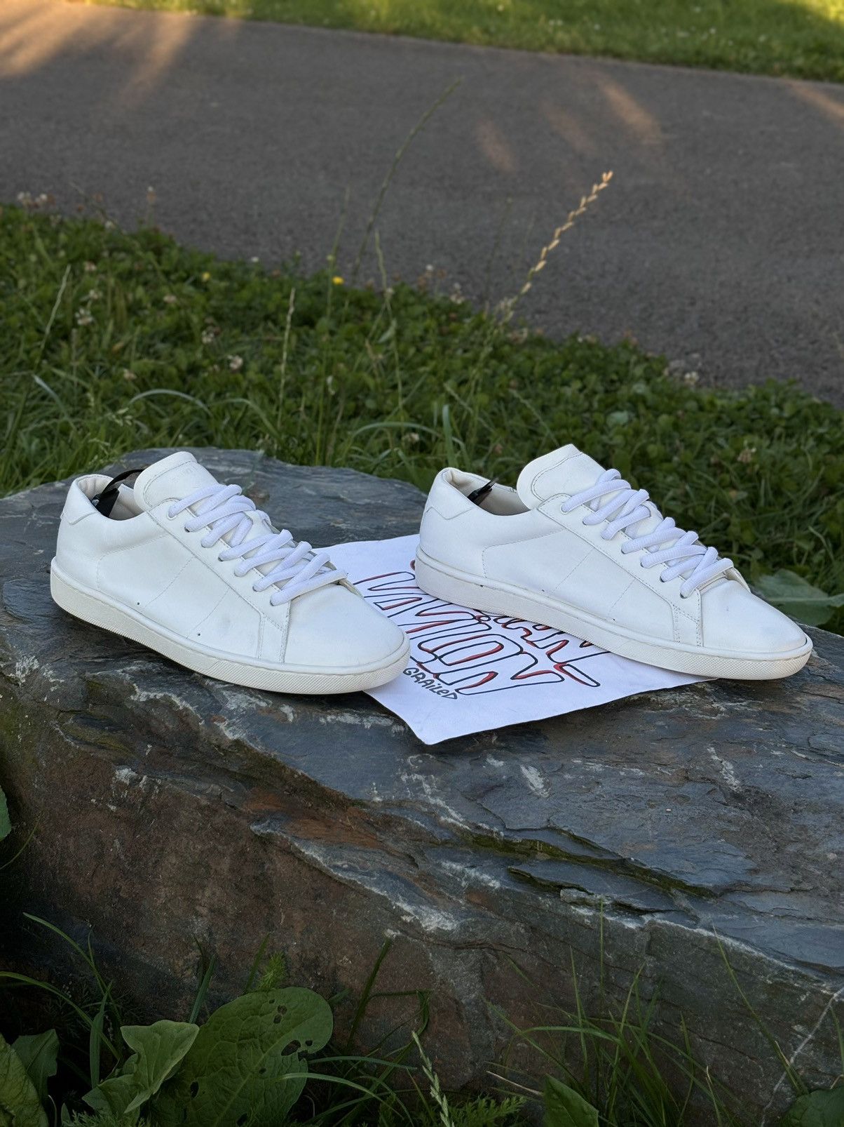 Saint Laurent Paris YSL Paris SL/01 Signature Court Classic Leather Low Top Sneaker Shoes Trainers Size US 10 / IT 40 - 4 Thumbnail