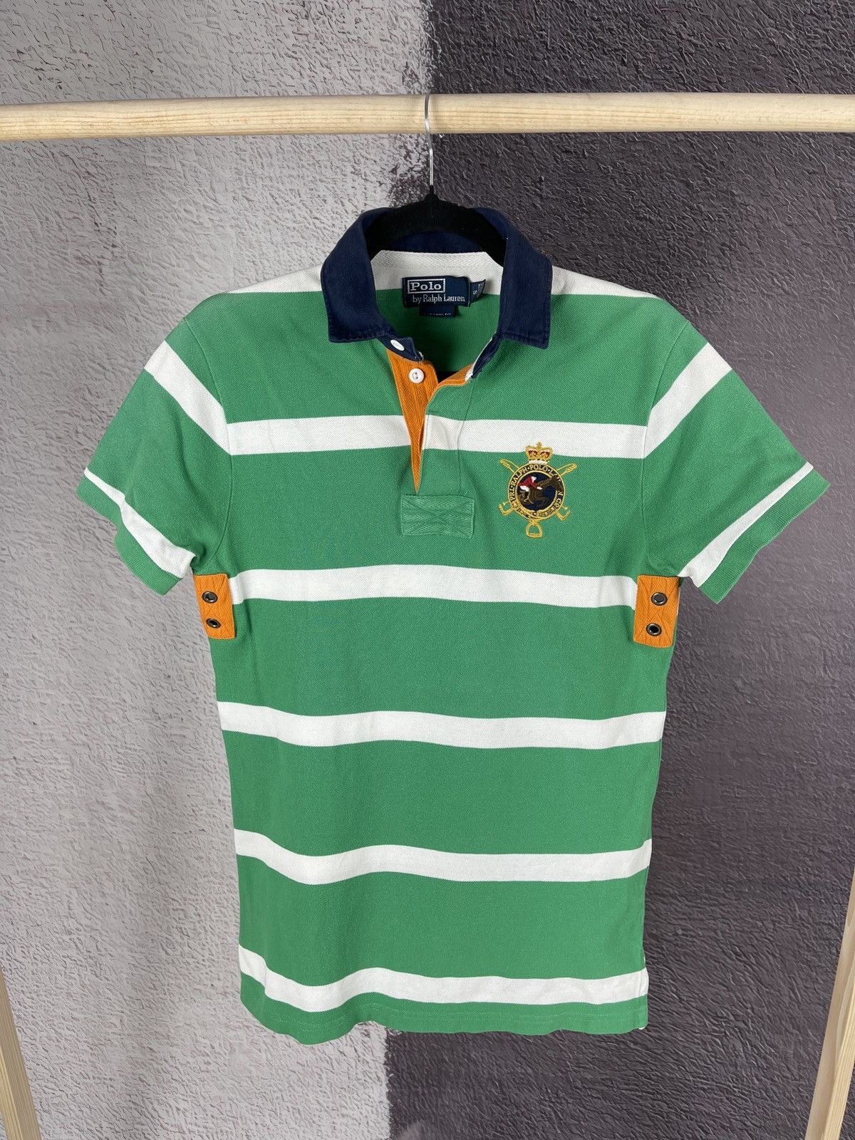 Polo Ralph Lauren Vintage 90s POLO RALPH LAUREN Equestrian Crest Striped Polo Size US S / EU 44-46 / 1 - 2 Thumbnail