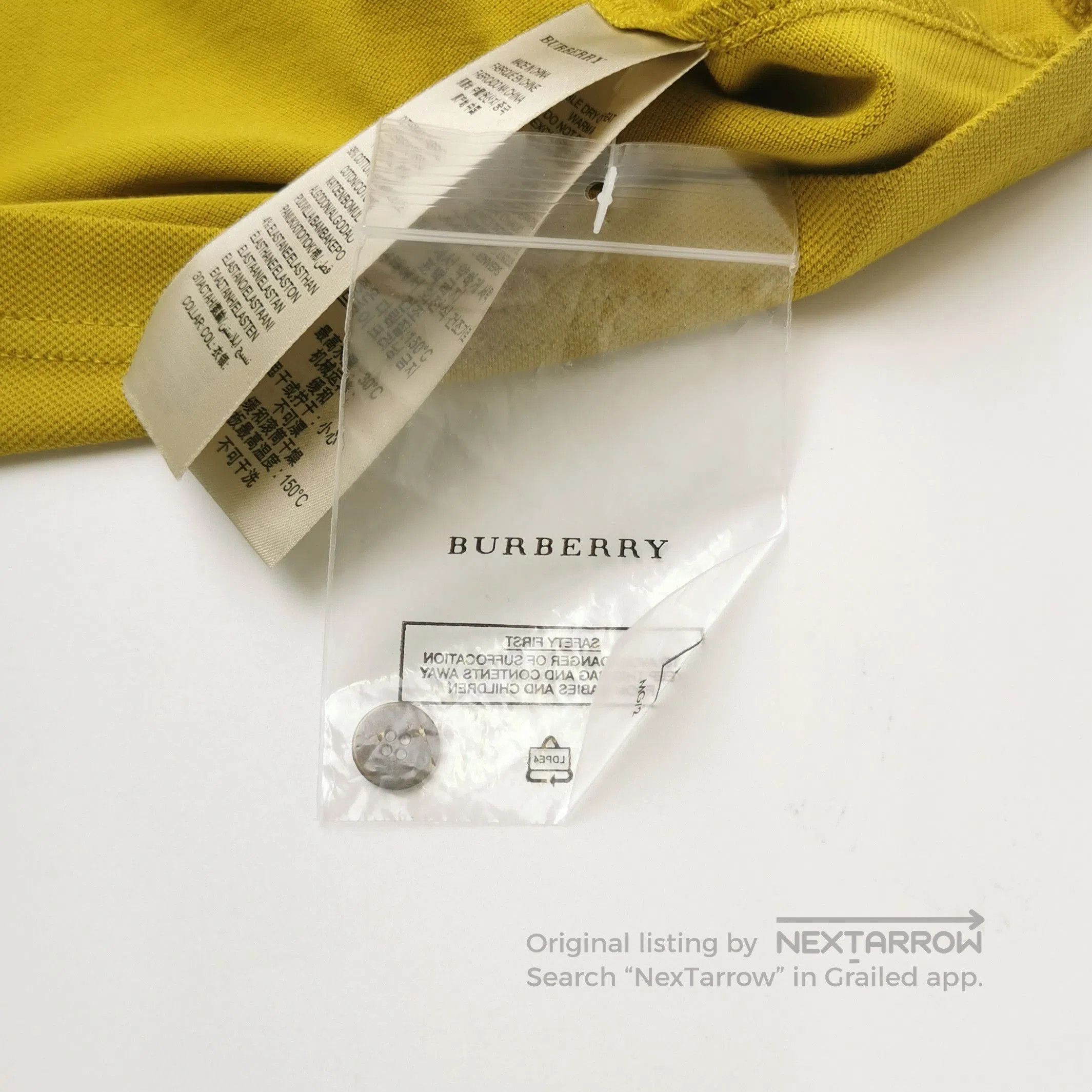 Burberry Burberry Brit Yellow Cotton Polo with Logo . Size US S / EU 44-46 / 1 - 3 Thumbnail