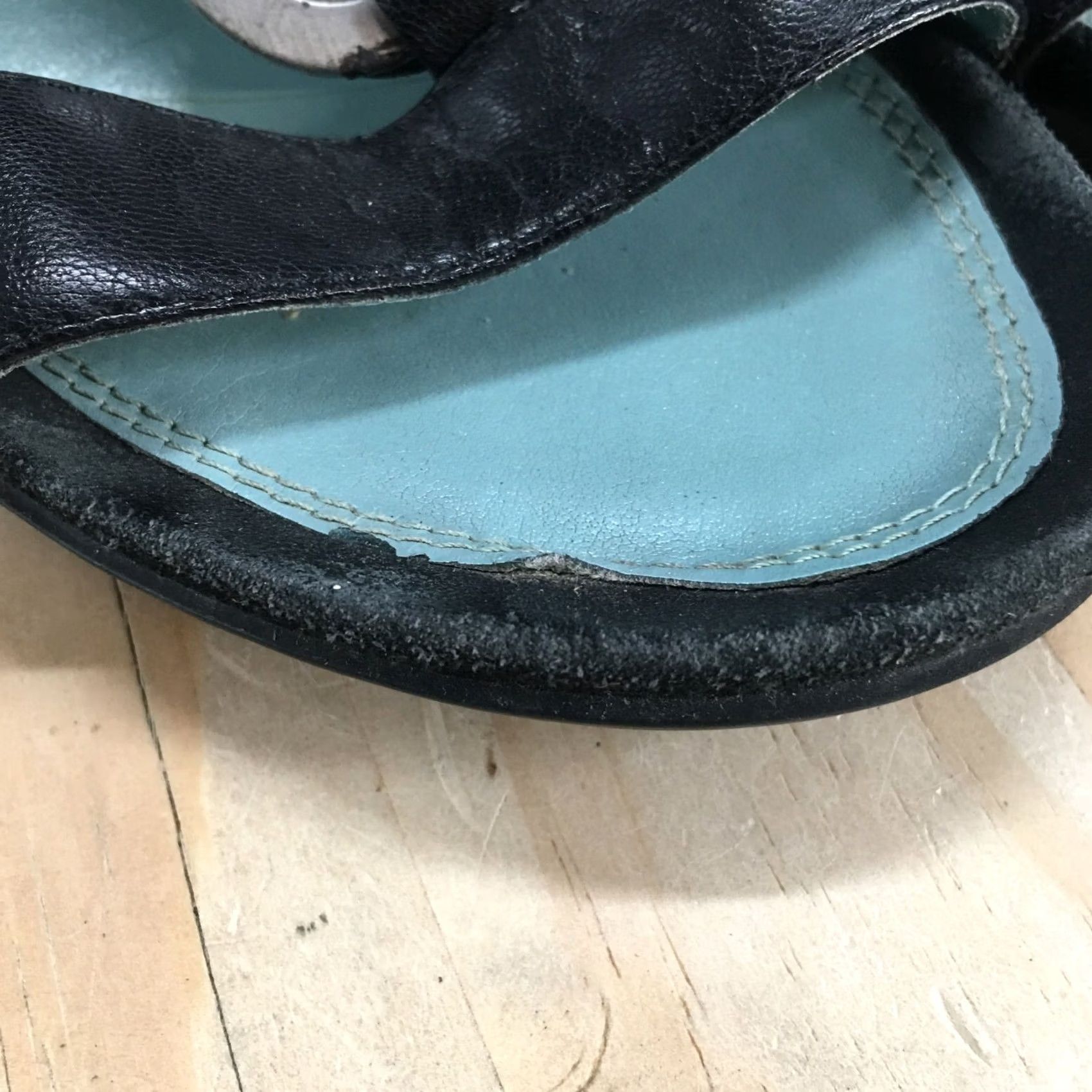 Rockport Rockport Sandals Womens 6.5 M Slide Black Leather Slip On Wedge Heels APW13181 Size US 4 / IT 34 - 4 Thumbnail