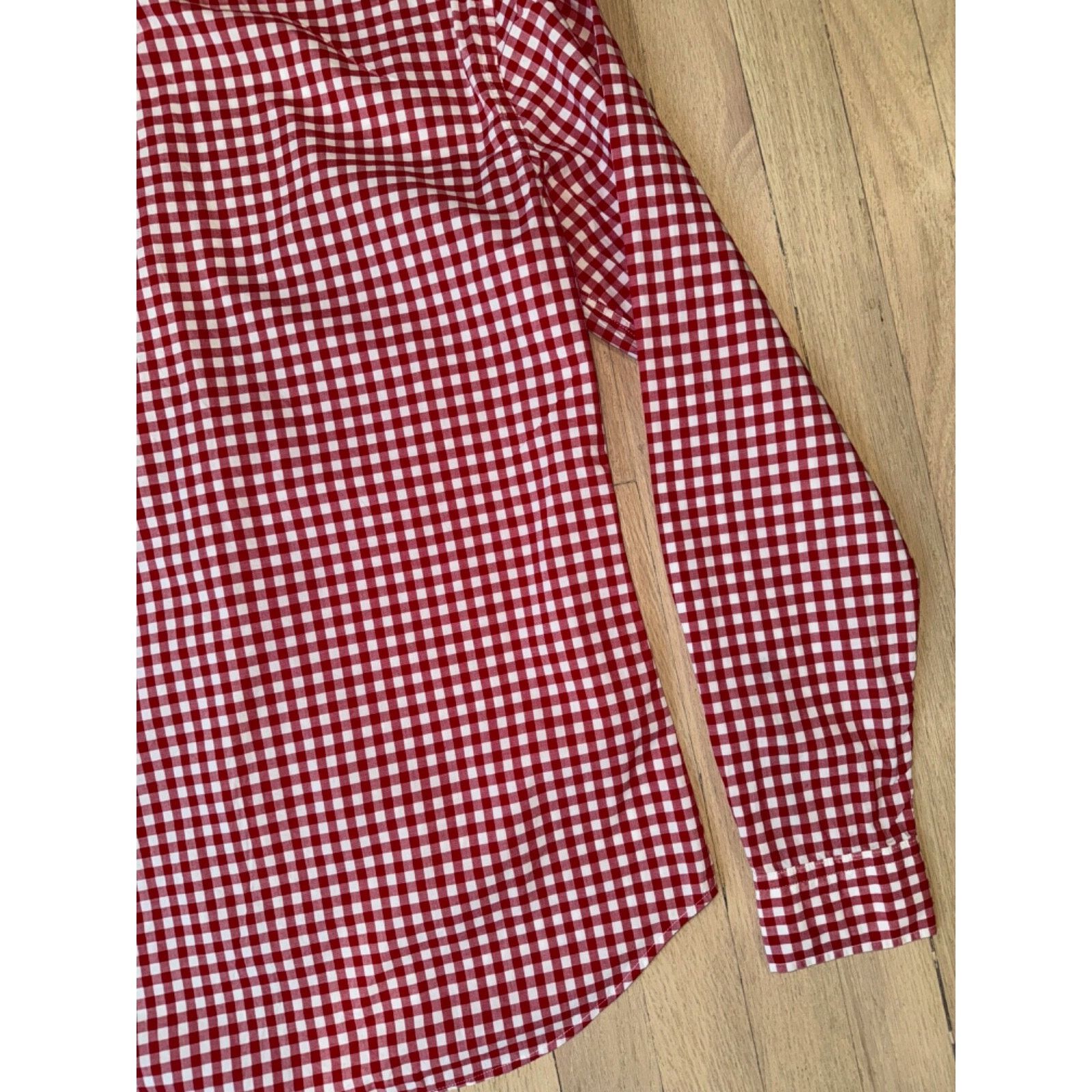 Burberry Burberry Brit Red White Gingham Nova Check Print Button Size US S / EU 44-46 / 1 - 9 Thumbnail