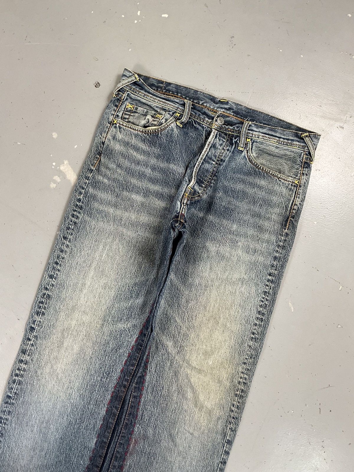 Japanese Brand × Vintage Vintage Evisu inspired Japanese SpellOut embroidered denim Size US 34 / EU 50 - 5 Thumbnail
