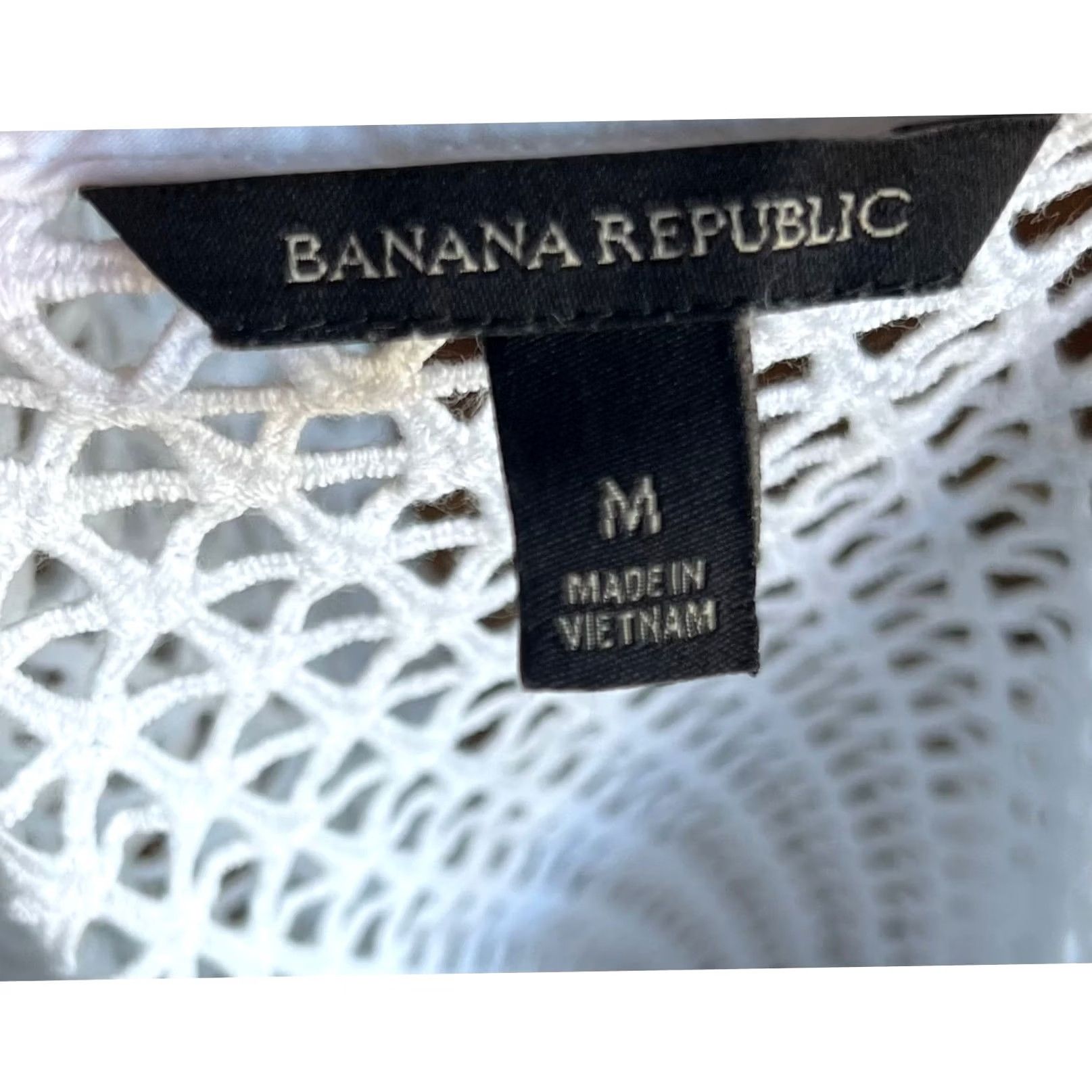 Banana Republic Banana Republic Crochet White Top Boxy Open Knit Fringe Cotton Sz M Womens Shirt Size M / US 6-8 / IT 42-44 - 6 Thumbnail