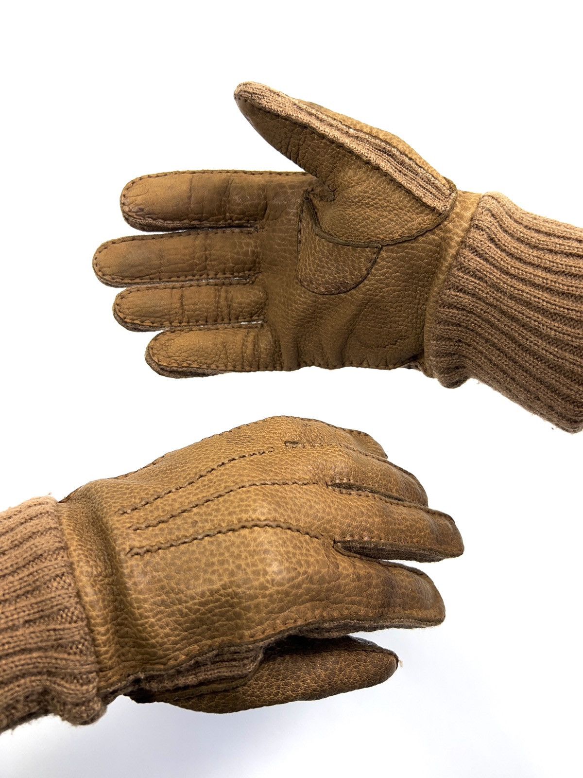 Loewe Archive Loewe Leather Gloves Brown Wool Vintage Luxure Men’s Size ONE SIZE - 3 Thumbnail