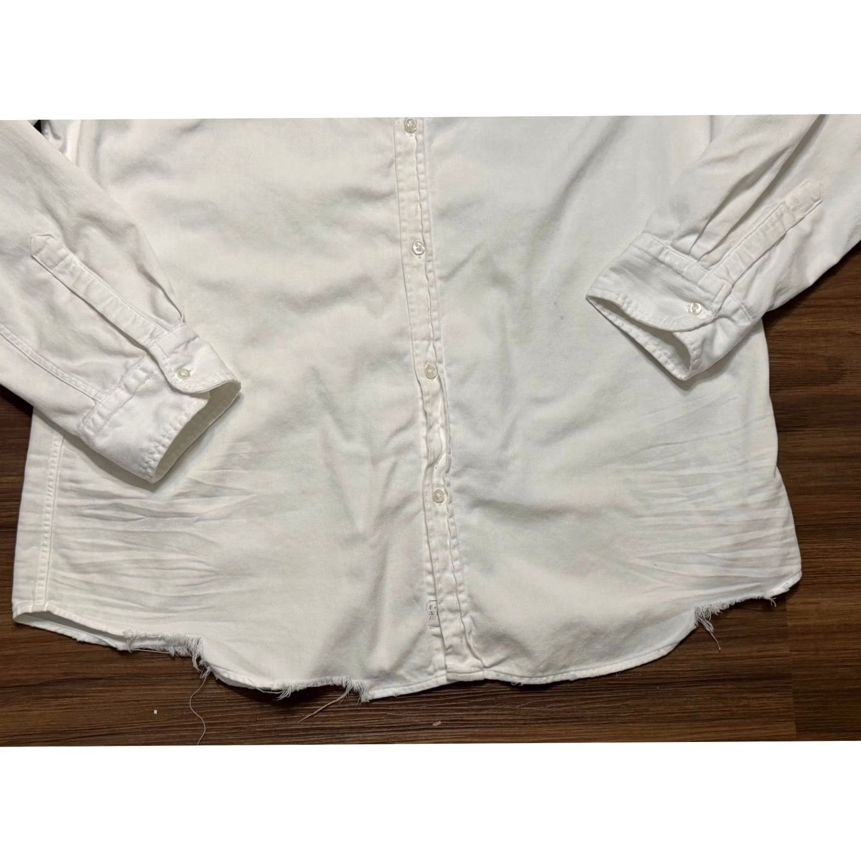 Frank & Eileen VINTAGE Frank & Eileen Luke White Distressed Raw Hem Button Down Shirt White Men 2XL Size US XXL / EU 58 / 5 - 6 Thumbnail
