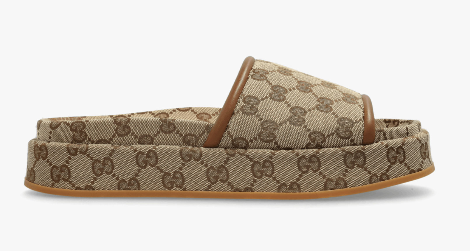 Gucci Gucci Brown GG Monogram Logo Flat Slide Platform Sandal 40.5 Size US 10.5 / IT 40.5 - 3 Thumbnail