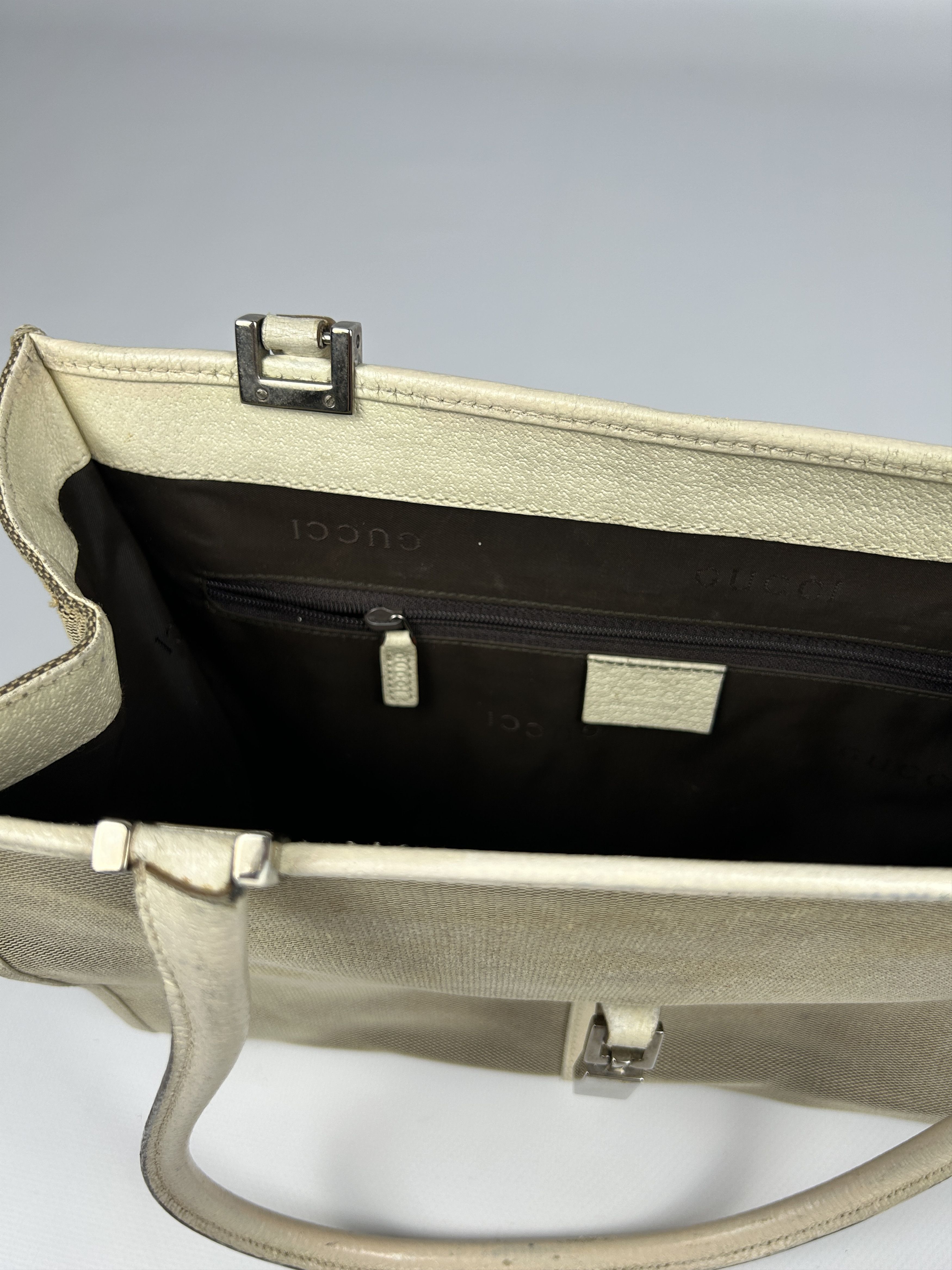 Gucci Vtg Gucci jackie line canvas tote bag with leather trim Size ONE SIZE - 19 Thumbnail