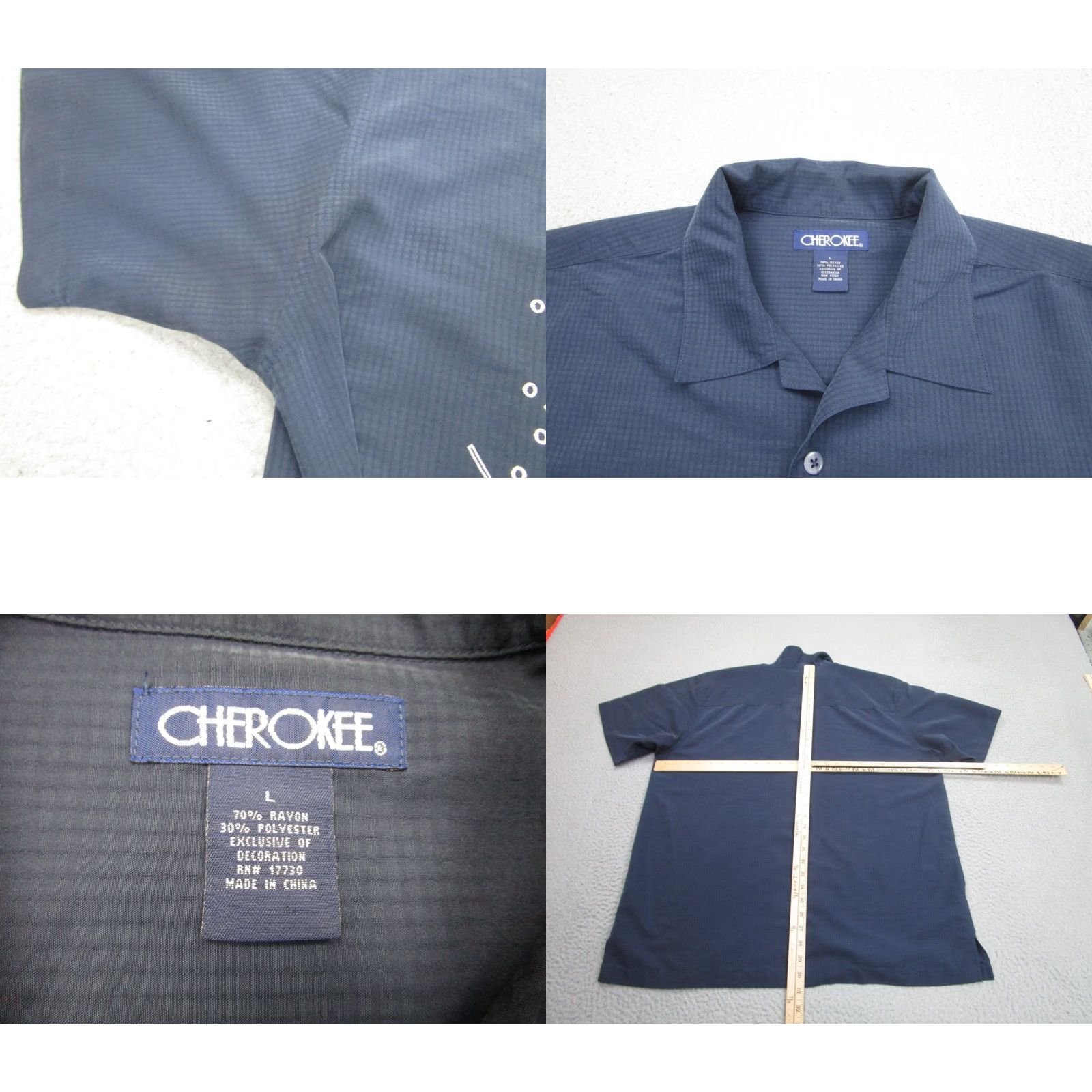 Cherokee Cherokee Shirt Mens L Blue Button-Up Hawaiian Embroidered Casino Cocktail Bowling Rockabilly Short Sleeve Collar-Point Casual Size US L / EU 52-54 / 3 - 8 Thumbnail