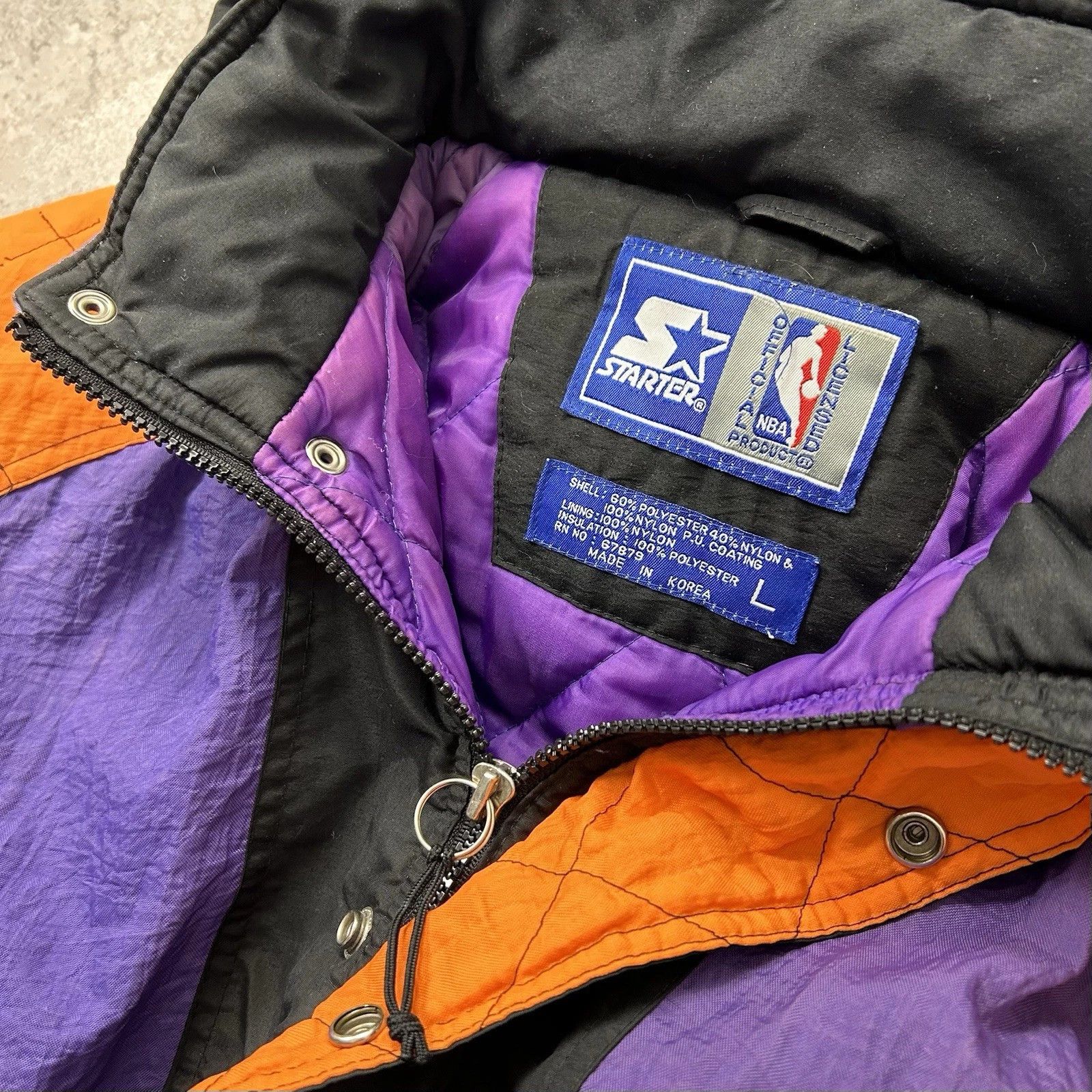 NBA × Starter × Vintage VTG 90s NBA PHOENIX SUNS STARTER PUFFER JACKET HOODIE SIZE L Size US L / EU 52-54 / 3 - 6 Thumbnail