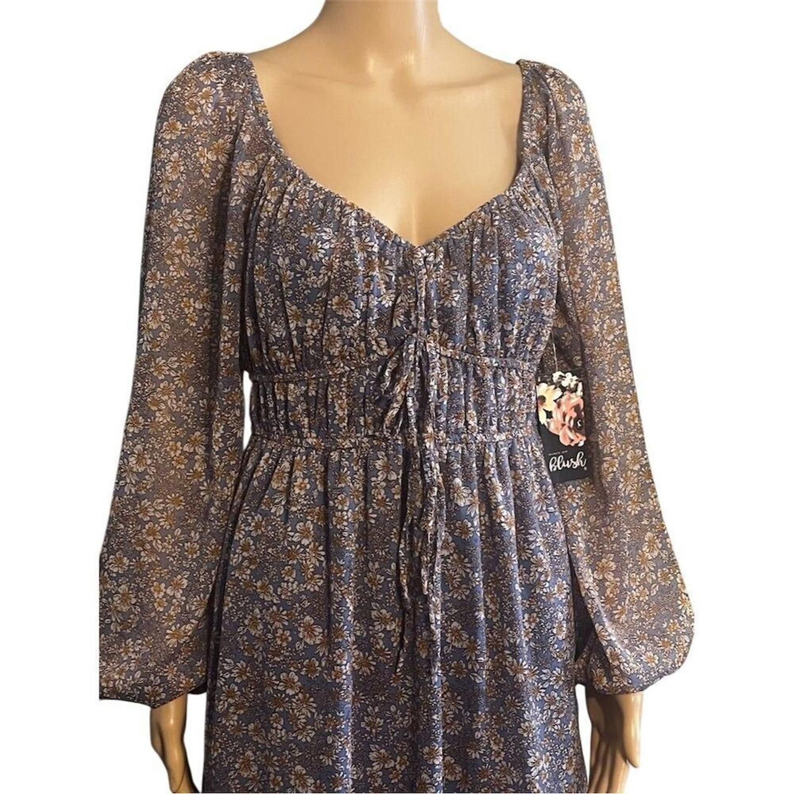 Nunn Bush Blush Women's M Floral Smocked Long Sleeve Midi Dress Boho Size M / US 6-8 / IT 42-44 - 3 Thumbnail