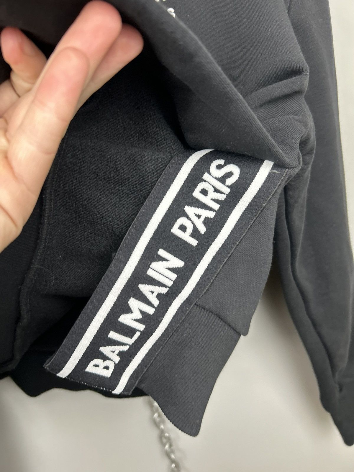 Balmain Balmain Crop Top Hooded Sweatshirt Black Size S / US 4 / IT 40 - 10 Thumbnail