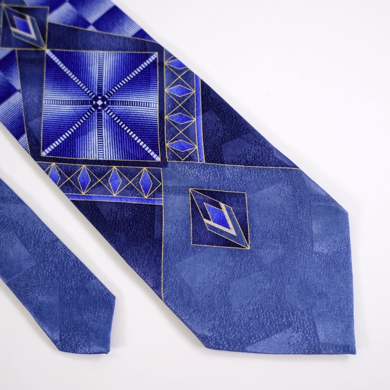 Designer Daniel Ellissa New York Blue Abstract Print Wide Silk Tie Size ONE SIZE - 1 Thumbnail