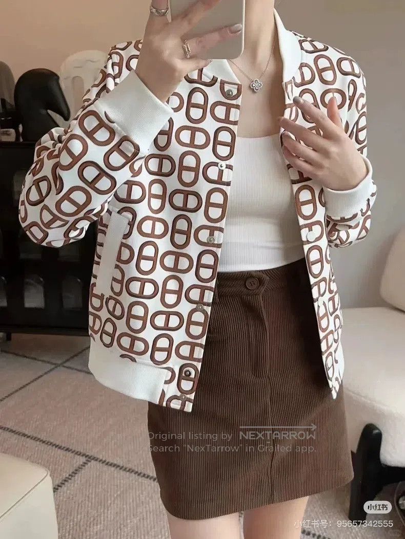 Hermes Hermes Pig nose logo white base orange and brown all-over Size XS / US 0-2 / IT 36-38 - 9 Thumbnail