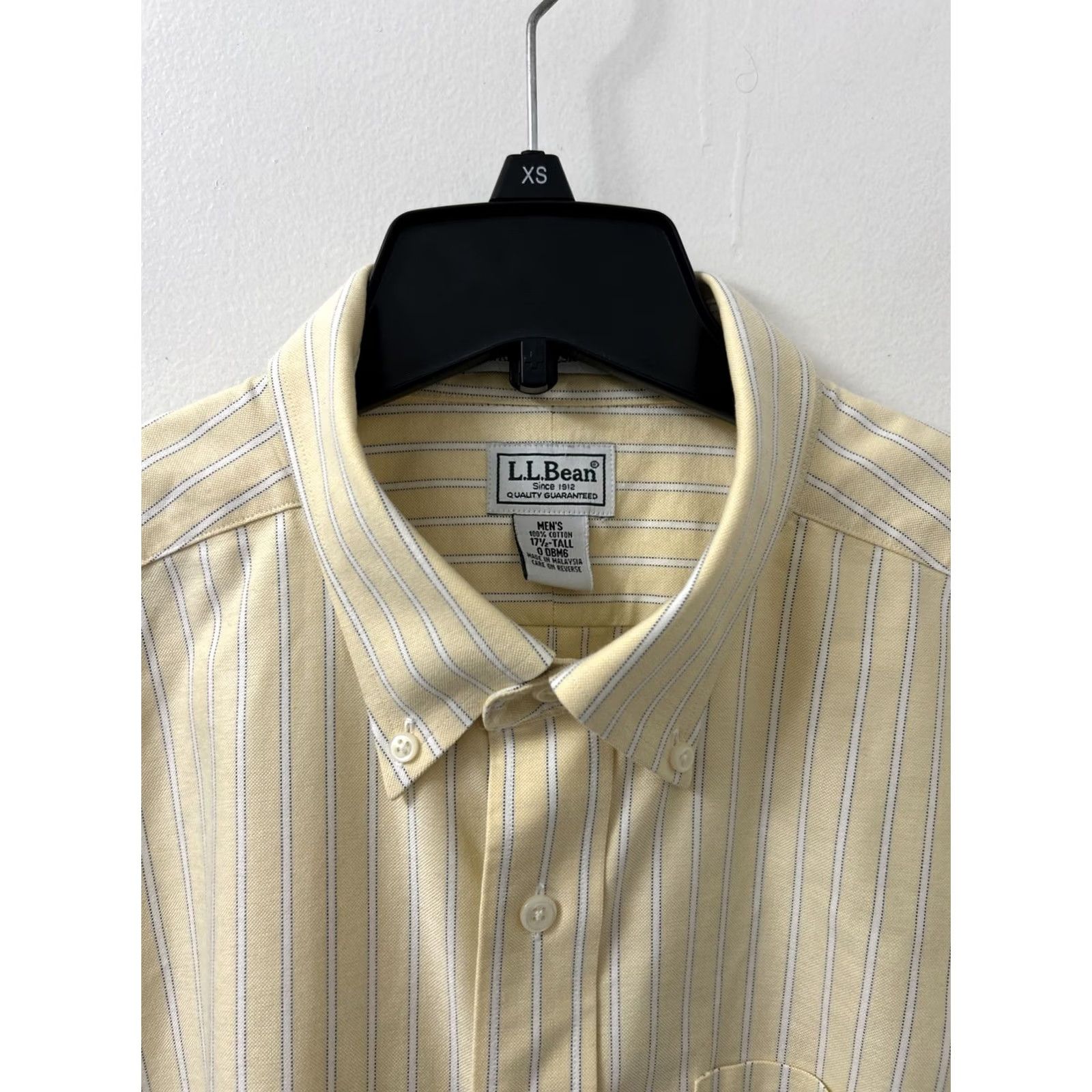 Vintage L.L. Bean Shirt Mens Size 17.5 Yellow Striped Oxford Wrinkle Resistant S/S Button-Up Size US XXL / EU 58 / 5 - 5 Thumbnail