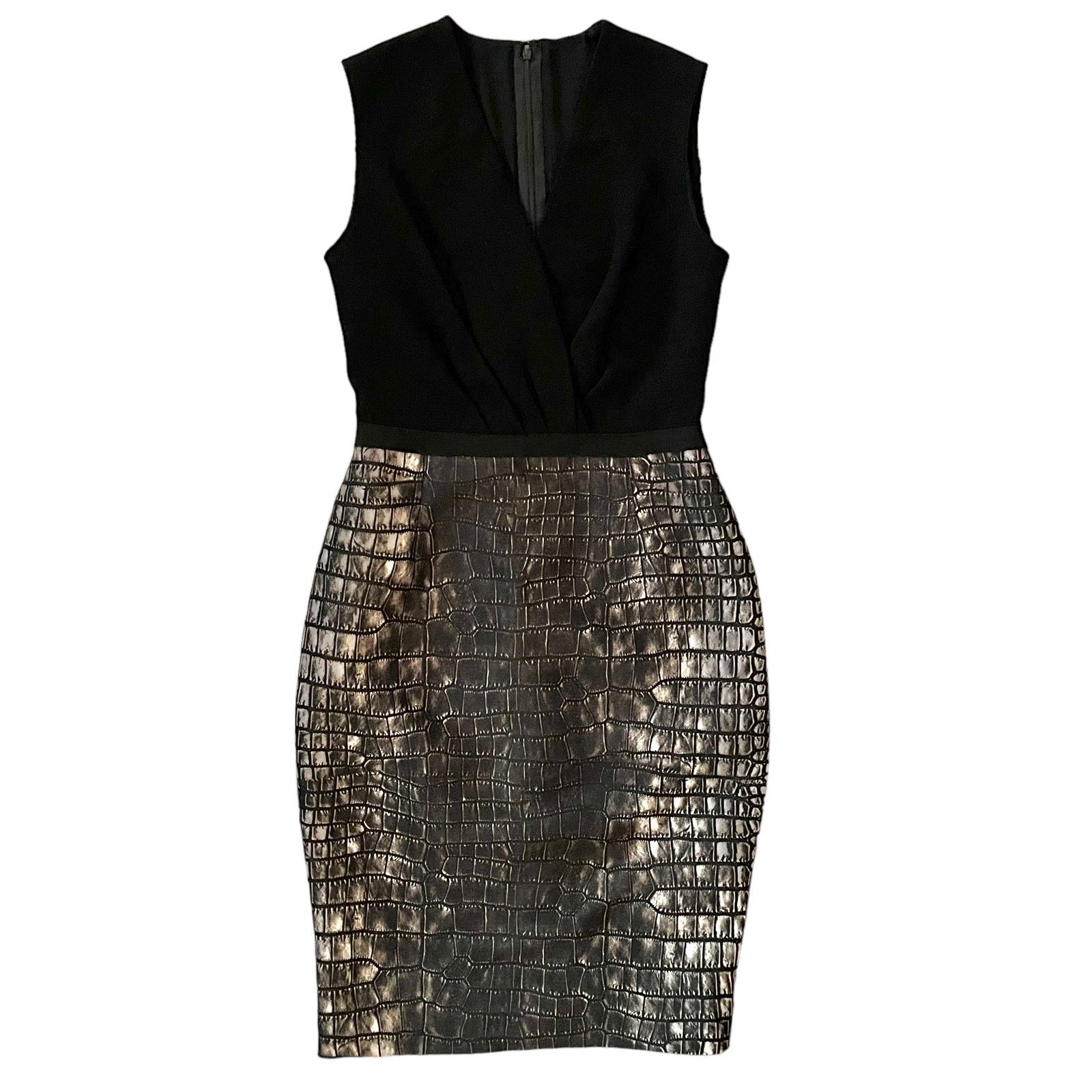 Giambattista Valli Giambattista Valli Black Surplice Crocodile Print Dress Size XS / US 0-2 / IT 36-38 - 2 Thumbnail