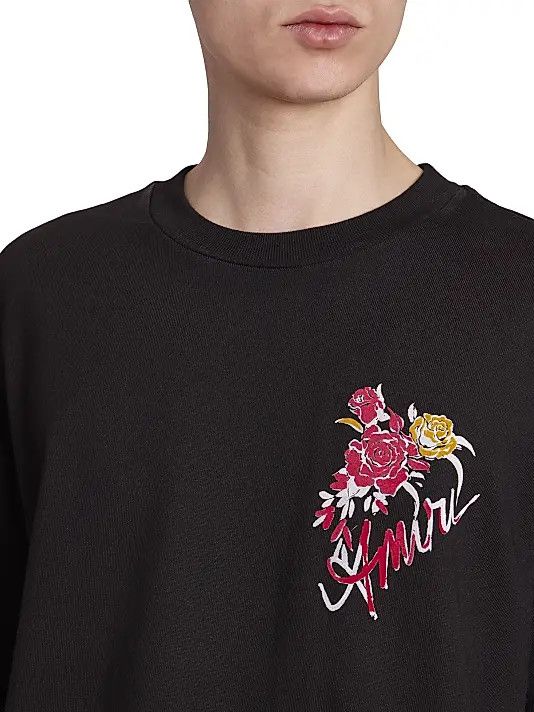 Amiri os11x1225 Roses Cotton Oversized T-Shirt in Black Size US M / EU 48-50 / 2 - 6 Thumbnail