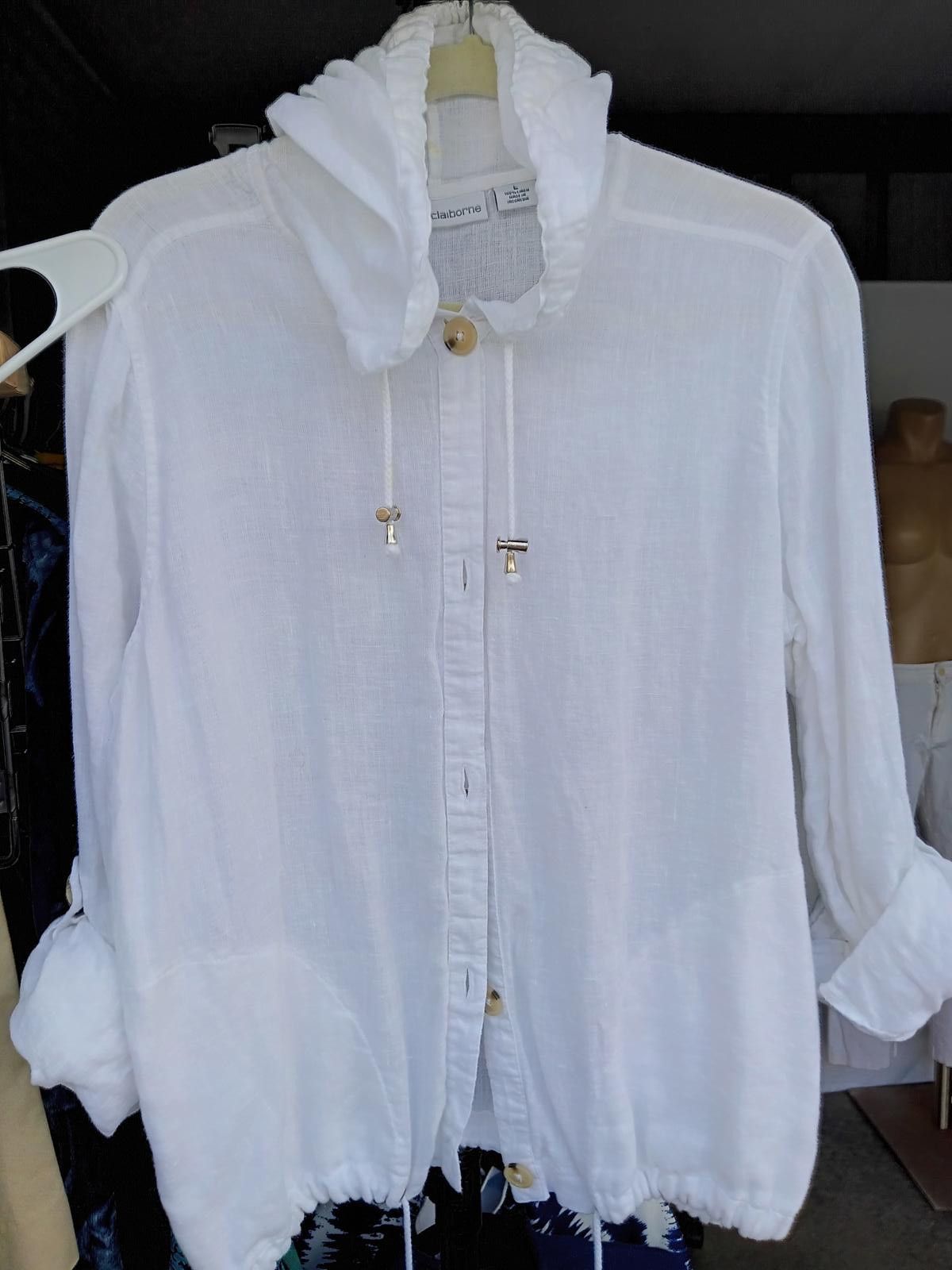 Designer Liz Claiborne Lightweight White Hooded Jacket Size L / US 10 / IT 46 - 3 Thumbnail