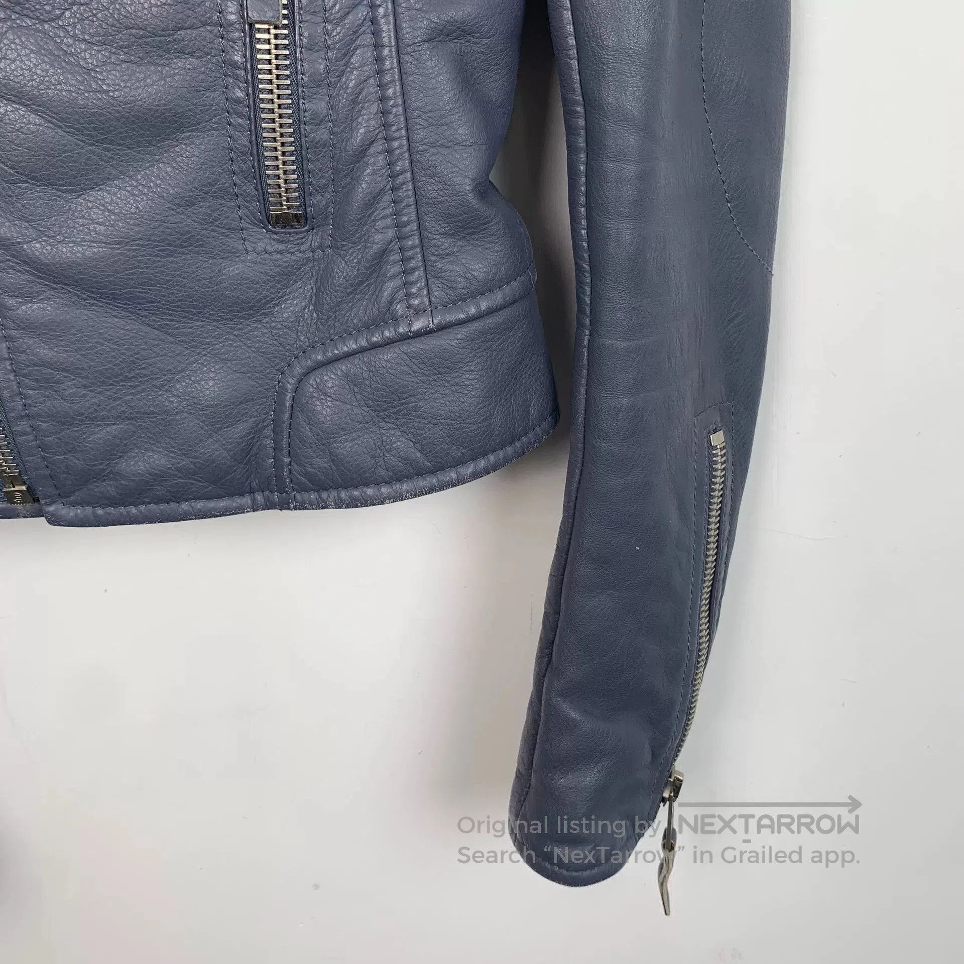 Balenciaga Balenciaga Blue Leather Motorcycle Jacket. Size XXS / US 00 / IT 34 - 4 Thumbnail