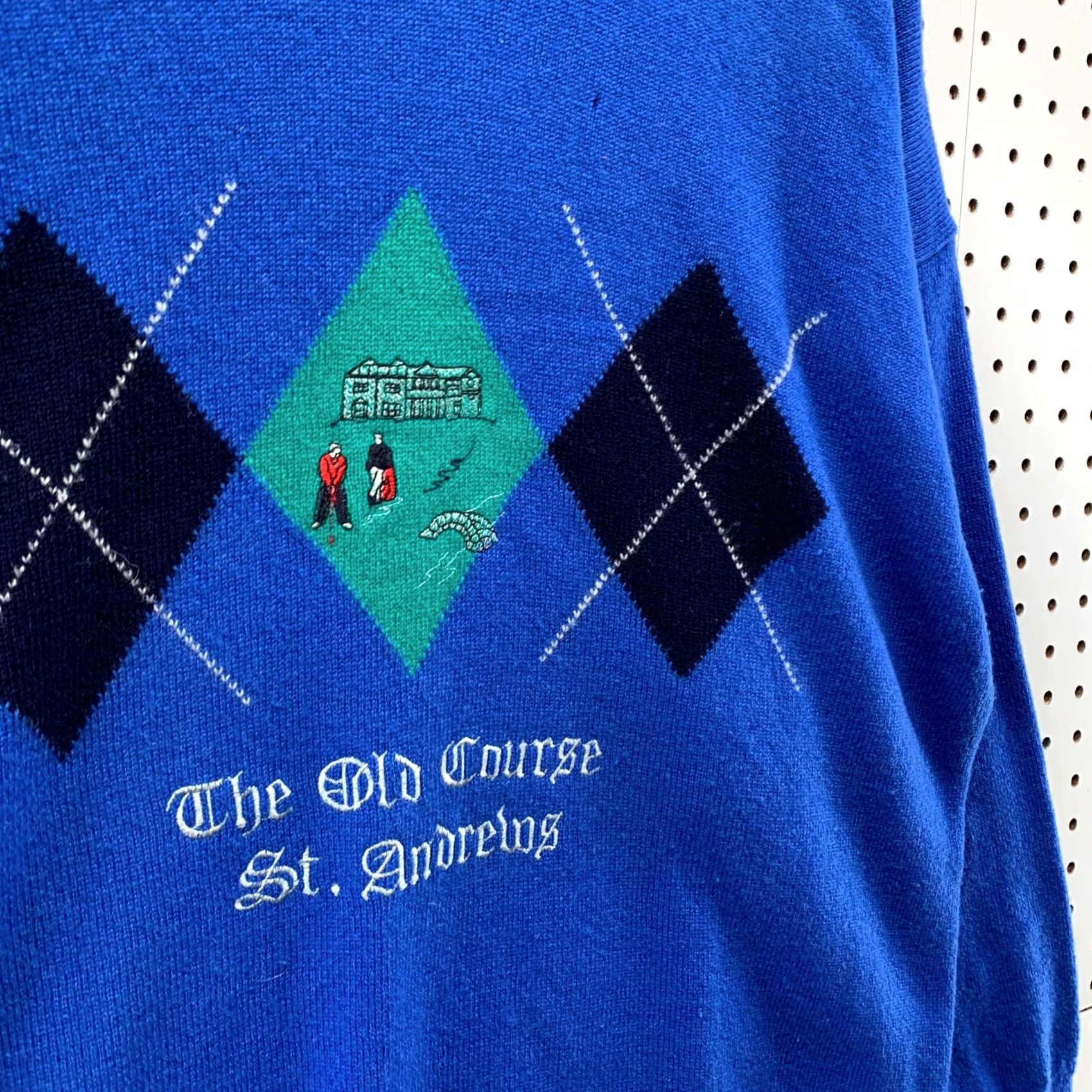 Vintage VTG Clan Royal St Andrews Knit Sweater Mens L Blue 100% Lambswool Crew Neck Pullover Size 42 Large UK Vintage Mens Sweater Size US L / EU 52-54 / 3 - 7 Thumbnail