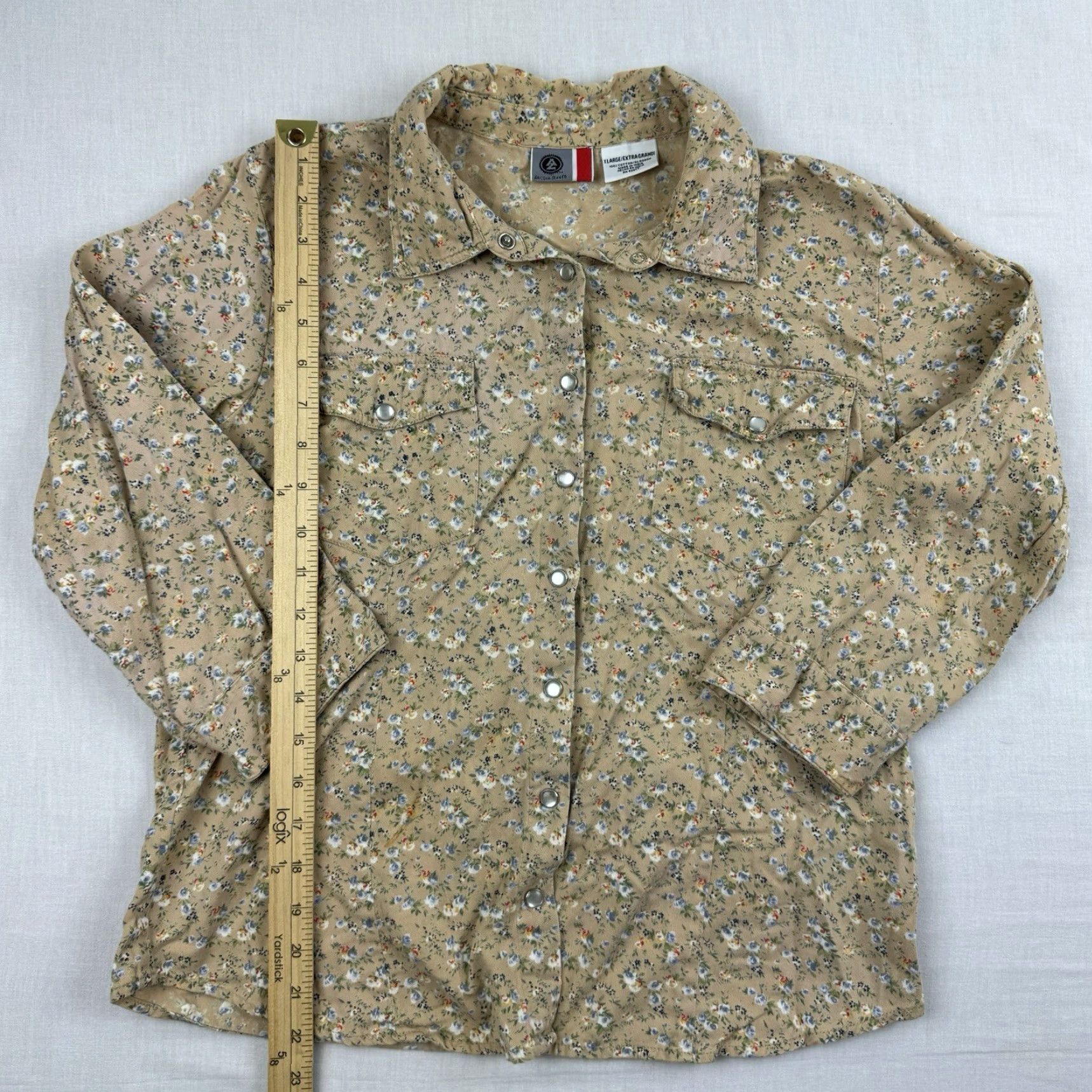 Vintage VINTAGE Arizona Jeans Button-Up Shirt Women XL Tan Floral Flowers Y2K 1956 aa Size XL / US 12-14 / IT 48-50 - 5 Thumbnail