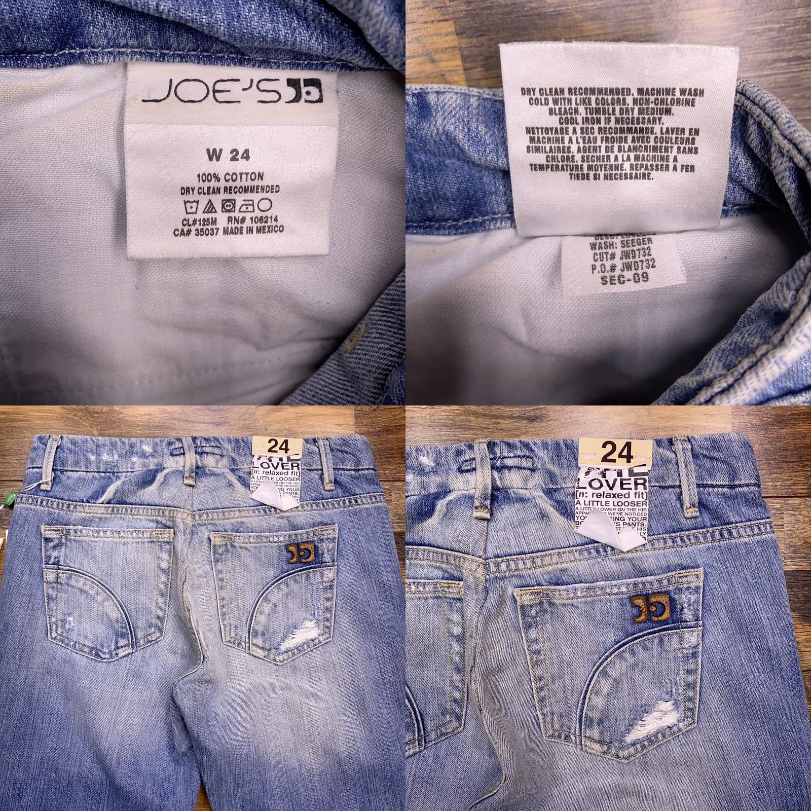 Vintage Joe's Jeans Womens Jeans 24 Relaxed Fit Distressed Seeger Wash New Blue 5-Pocket Denim Bootcut Modern Size 42" / US 20 - 8 Thumbnail