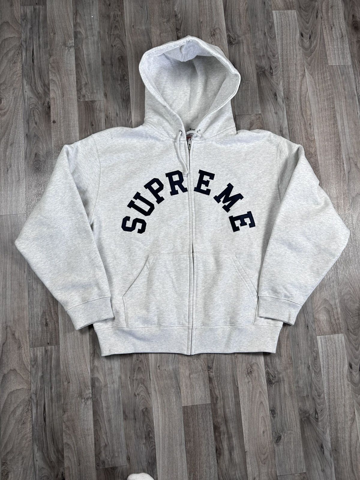 Supreme Supreme Champion Zip Up Hoodie Grey | Grailed 