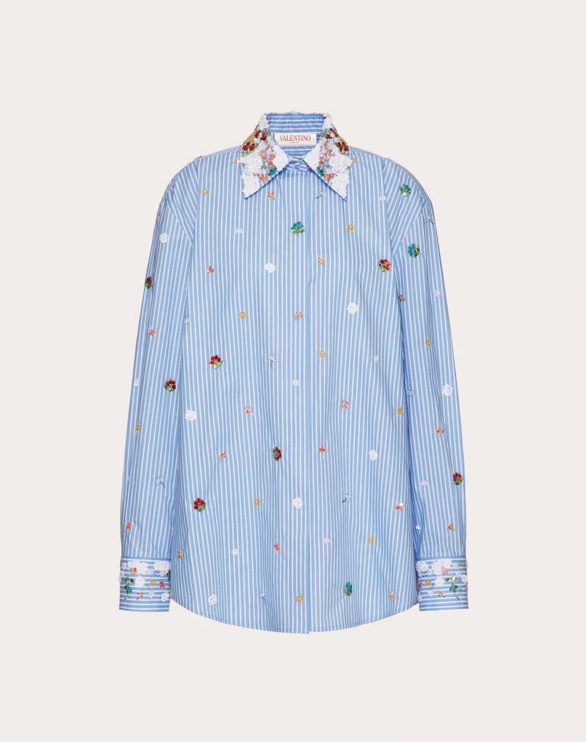 Valentino o1s1wg110625 Popeline Classic Stripe Shirt in Multicolor Size XL / US 12-14 / IT 48-50 - 1 Thumbnail