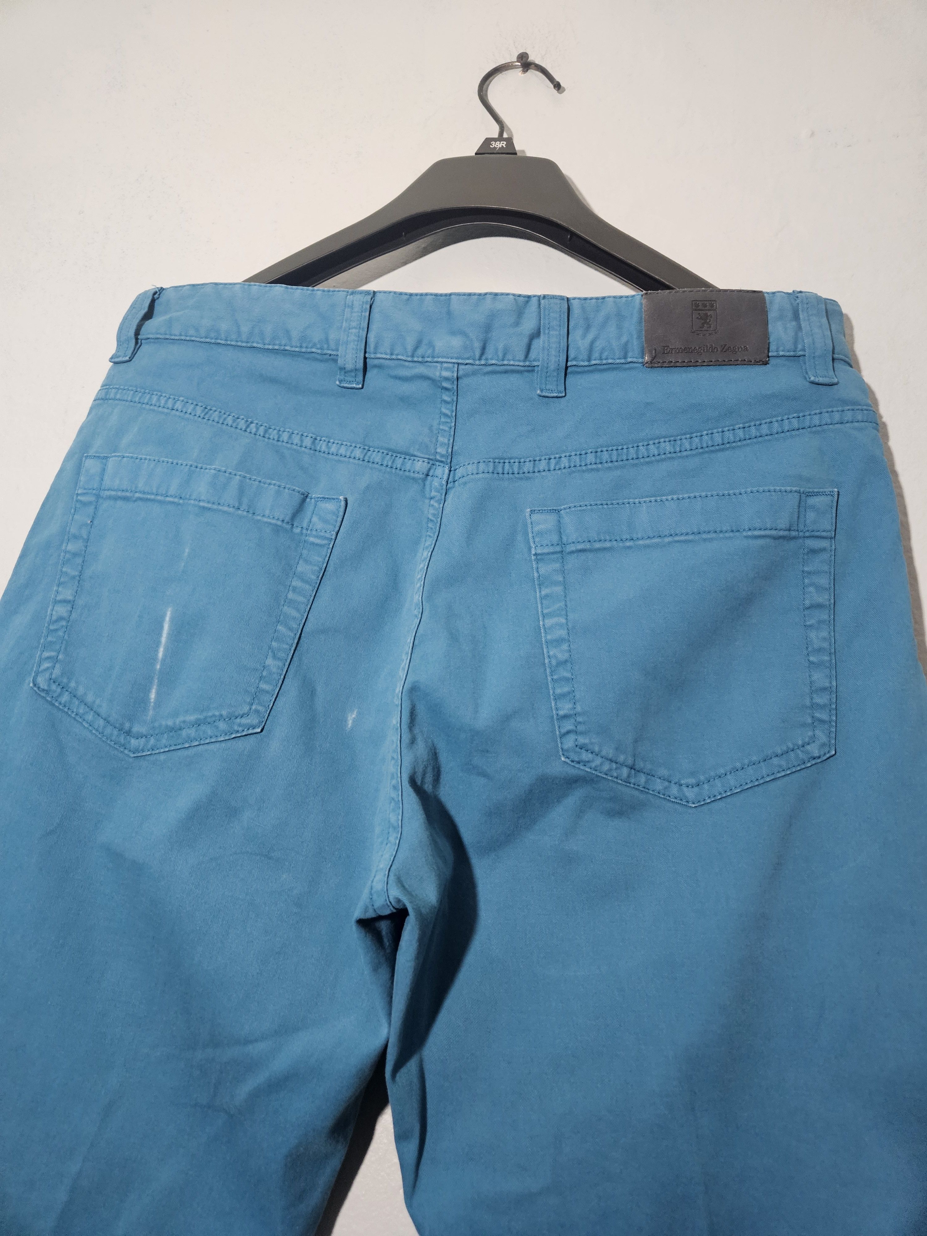 Ermenegildo Zegna Opal Blue Cotton Stretch Back Patch Pants Size US 34 / EU 50 - 5 Thumbnail
