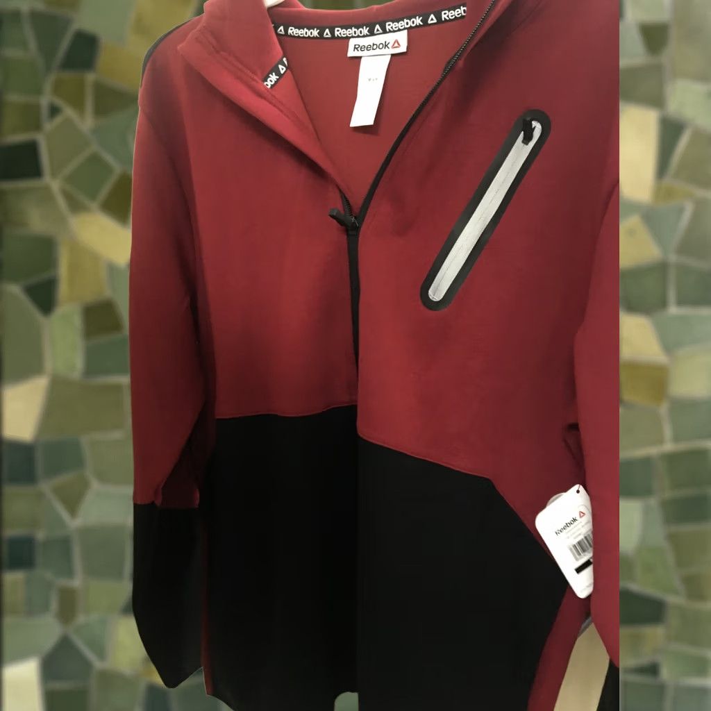 Reebok Reebok Men's Full Zip Color Block Jacket M Maroon Black Size US M / EU 48-50 / 2 - 1 Thumbnail