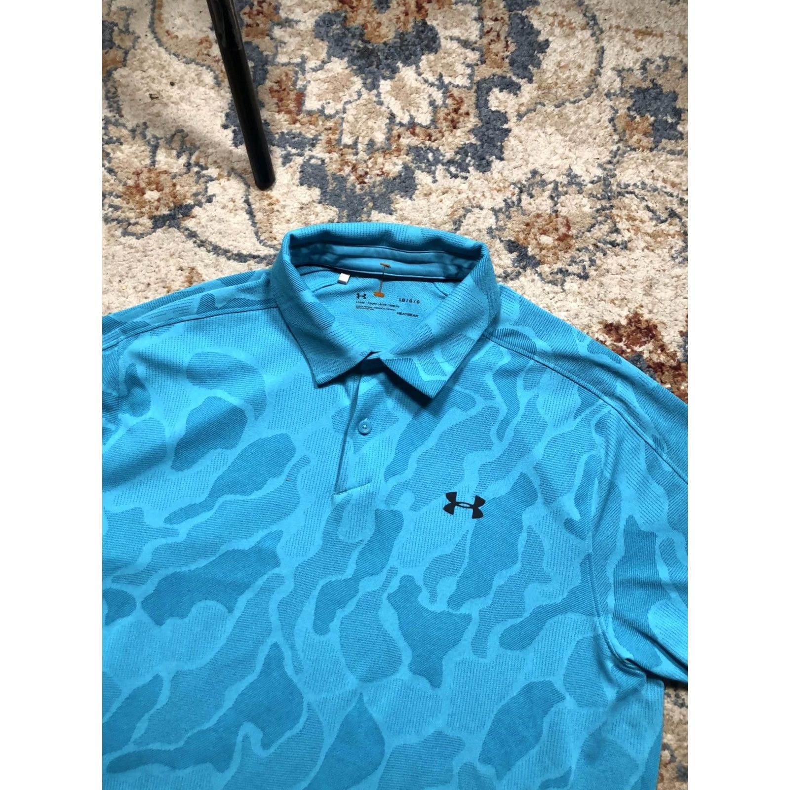 Under Armour Under Armour Polo Shirt Mens L Blue Camouflage HeatGear Golf Loose Fit Performance Size US L / EU 52-54 / 3 - 6 Thumbnail
