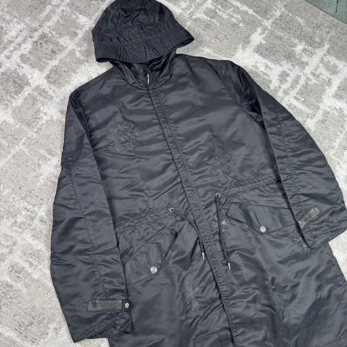 Chrome Hearts Chrome hearts nylon cross patch fishtail zip up parka jacket Size US L / EU 52-54 / 3 - 5 Thumbnail