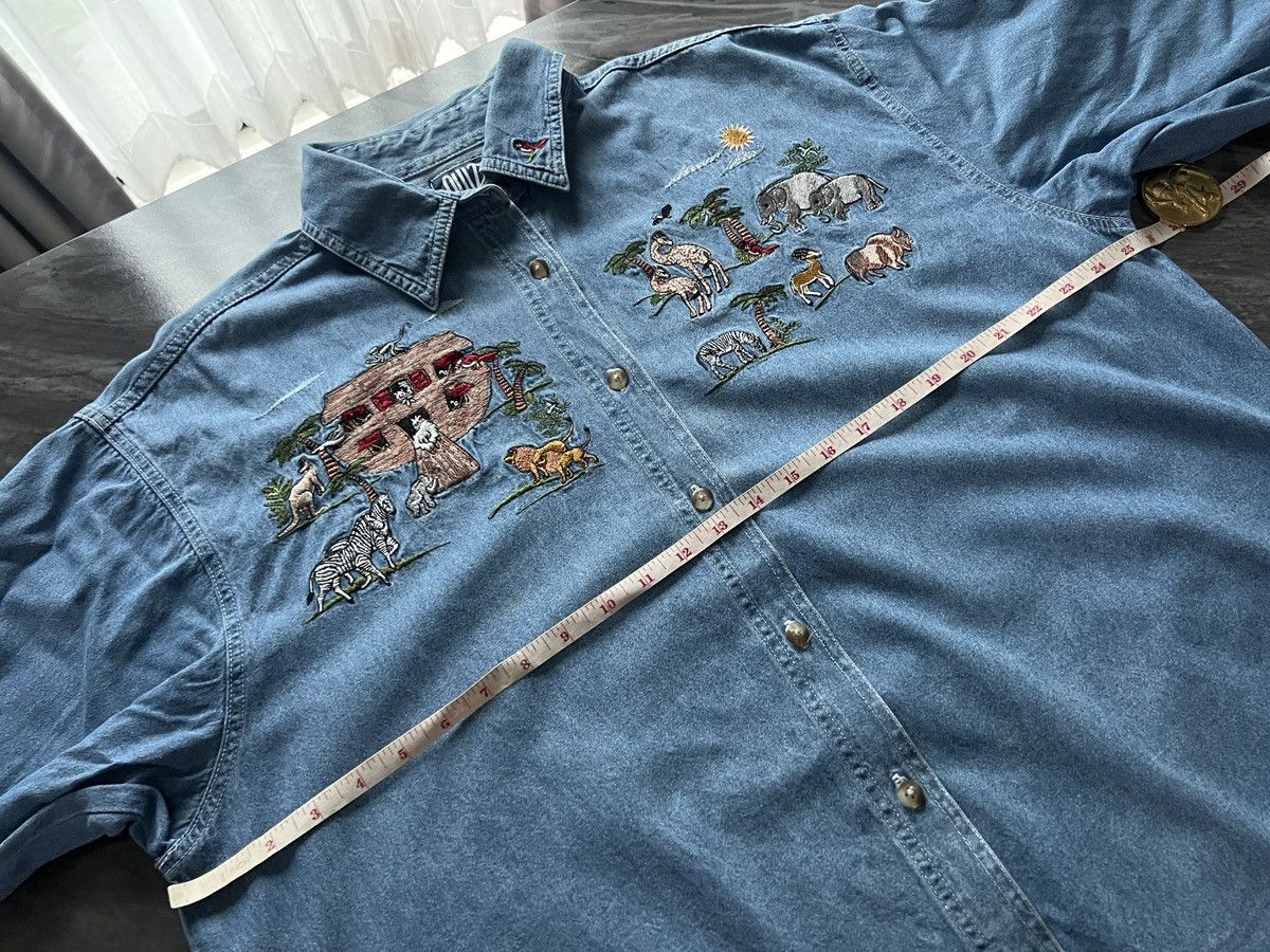 Vintage Quizz Newyork : Embroidered Animal Zoo Denim Shirt Size XXL / US 16-18 / IT 52-54 - 10 Thumbnail