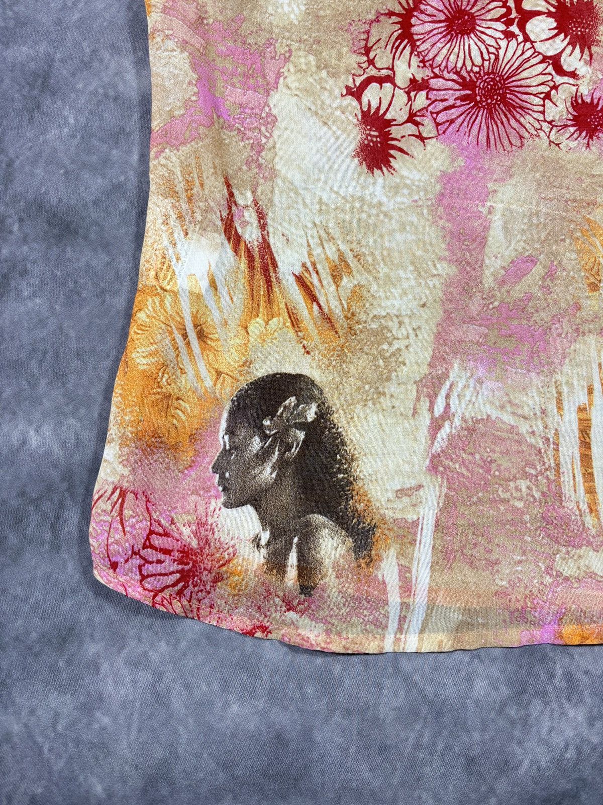 Vintage Vintage Sheer Shirt Shortsleeve Mesh Summer Print Viscose Size US L / EU 52-54 / 3 - 8 Thumbnail