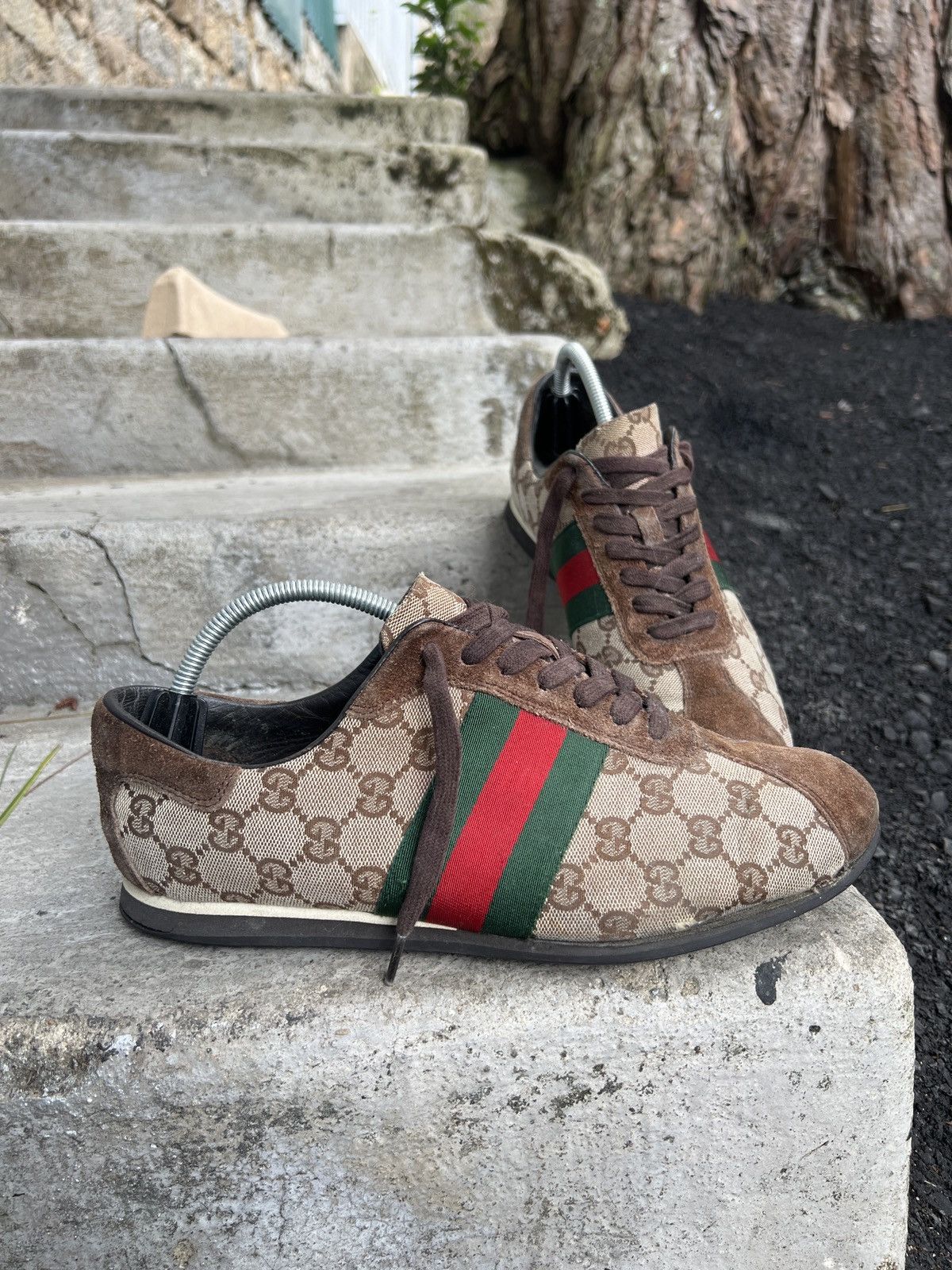 Gucci Vintage Gucci GG Guccissima Green Red 117711 Size US 7 / EU 40 - 1 Thumbnail