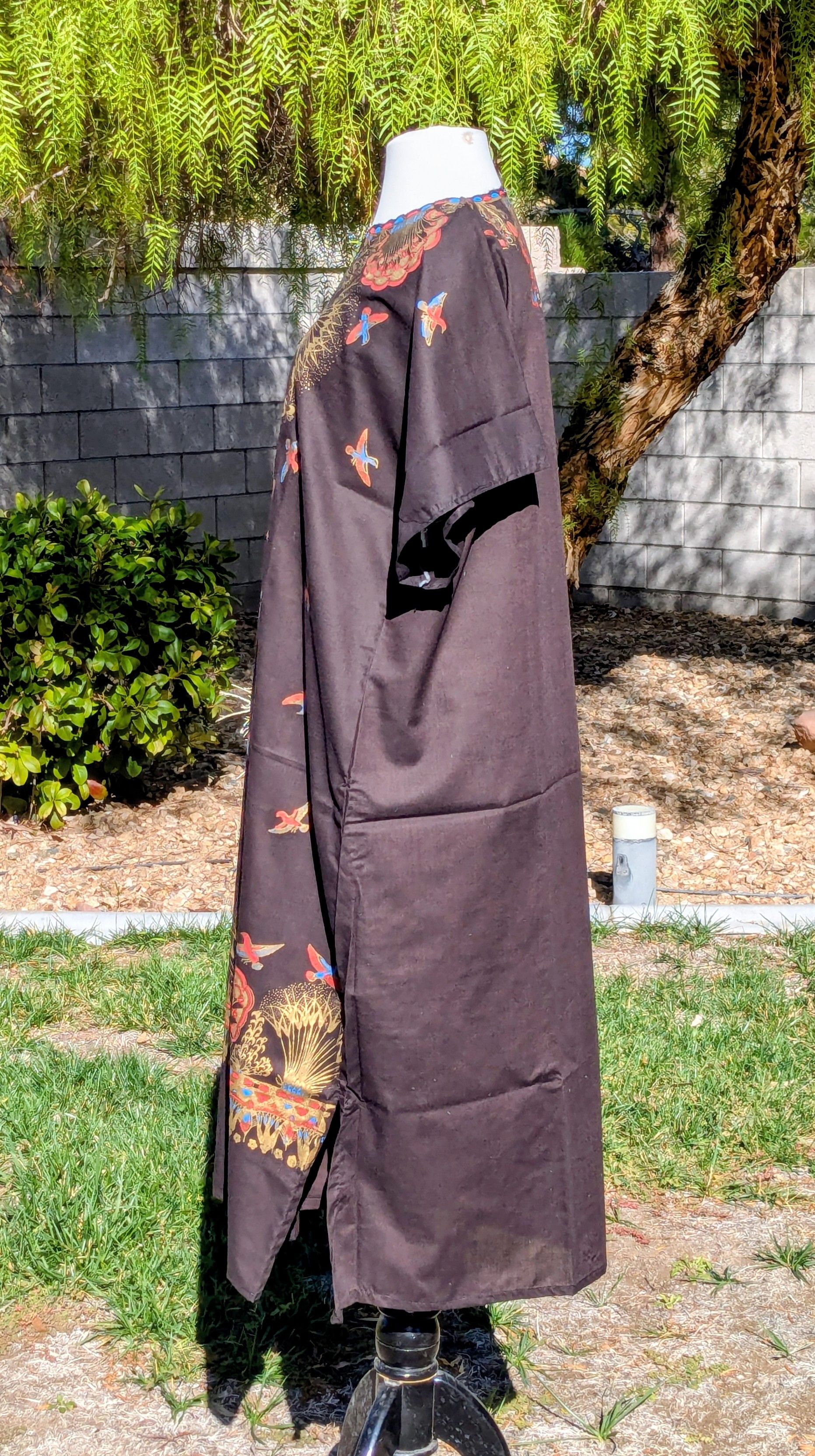 Other Retro Kaftan Goddess Cleopatra Ankh Birds Cotton Dress Size M / US 6-8 / IT 42-44 - 3 Thumbnail