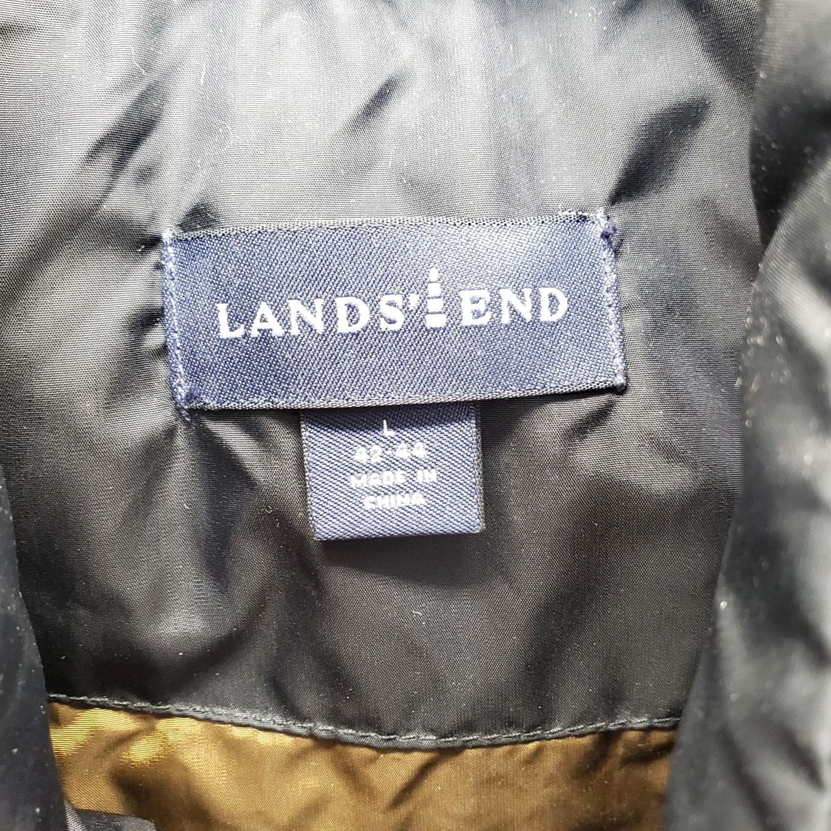 Lands' End Lands' End Puffer Down Vest Mens Large Black Lined Sleeveless Mock Neck Full Zip Vest Size US L / EU 52-54 / 3 - 5 Thumbnail