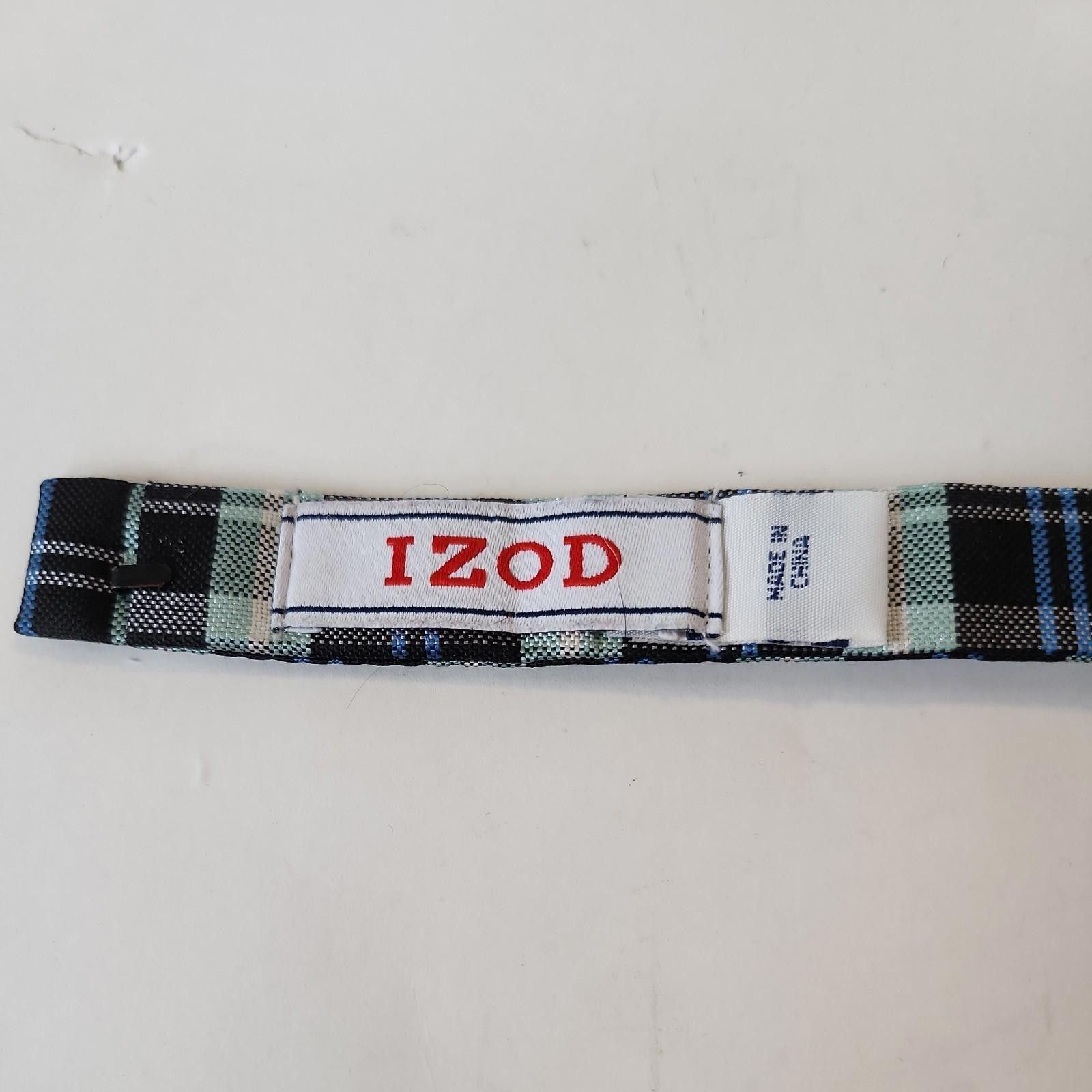 Izod IZOD Vintage Bow Tie Blue Gray Black Plaid 4"x2" Pre Tied Size ONE SIZE - 5 Thumbnail