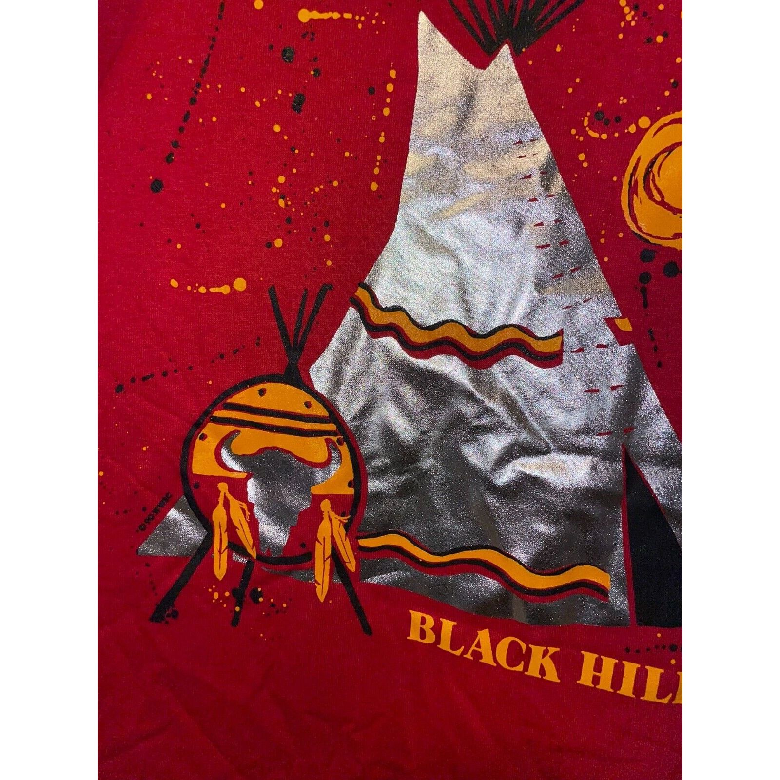 Jerzees Vintage Native American Shirt Black Hills 90s Tee Red VTG L Size US L / EU 52-54 / 3 - 6 Thumbnail