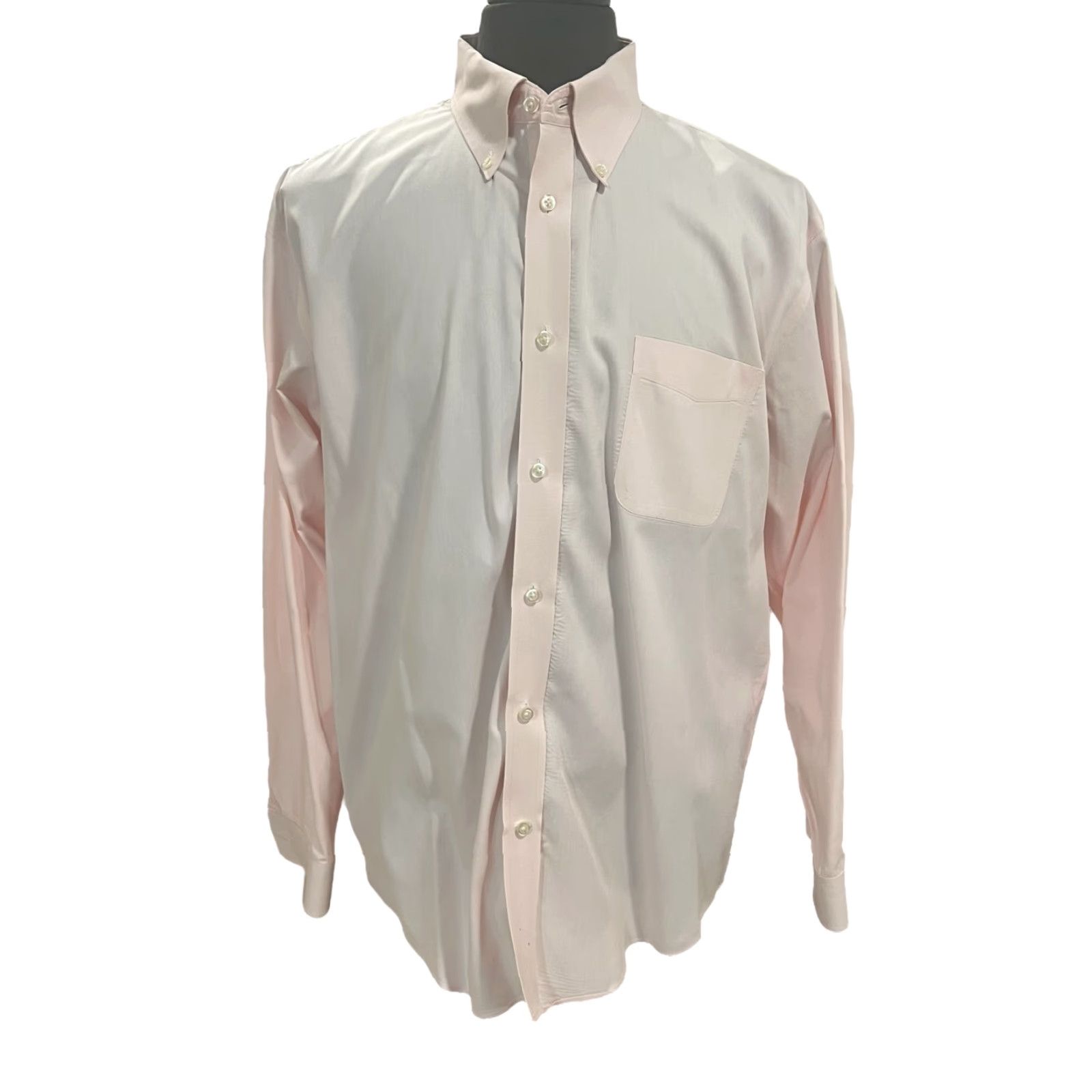 Lands' End VINTAGE Lands’ End No Iron Pinpoint Oxford Light Pink Mens Sz 17-35 L/S Dress Shirt EUC Size 46R - 2 Thumbnail