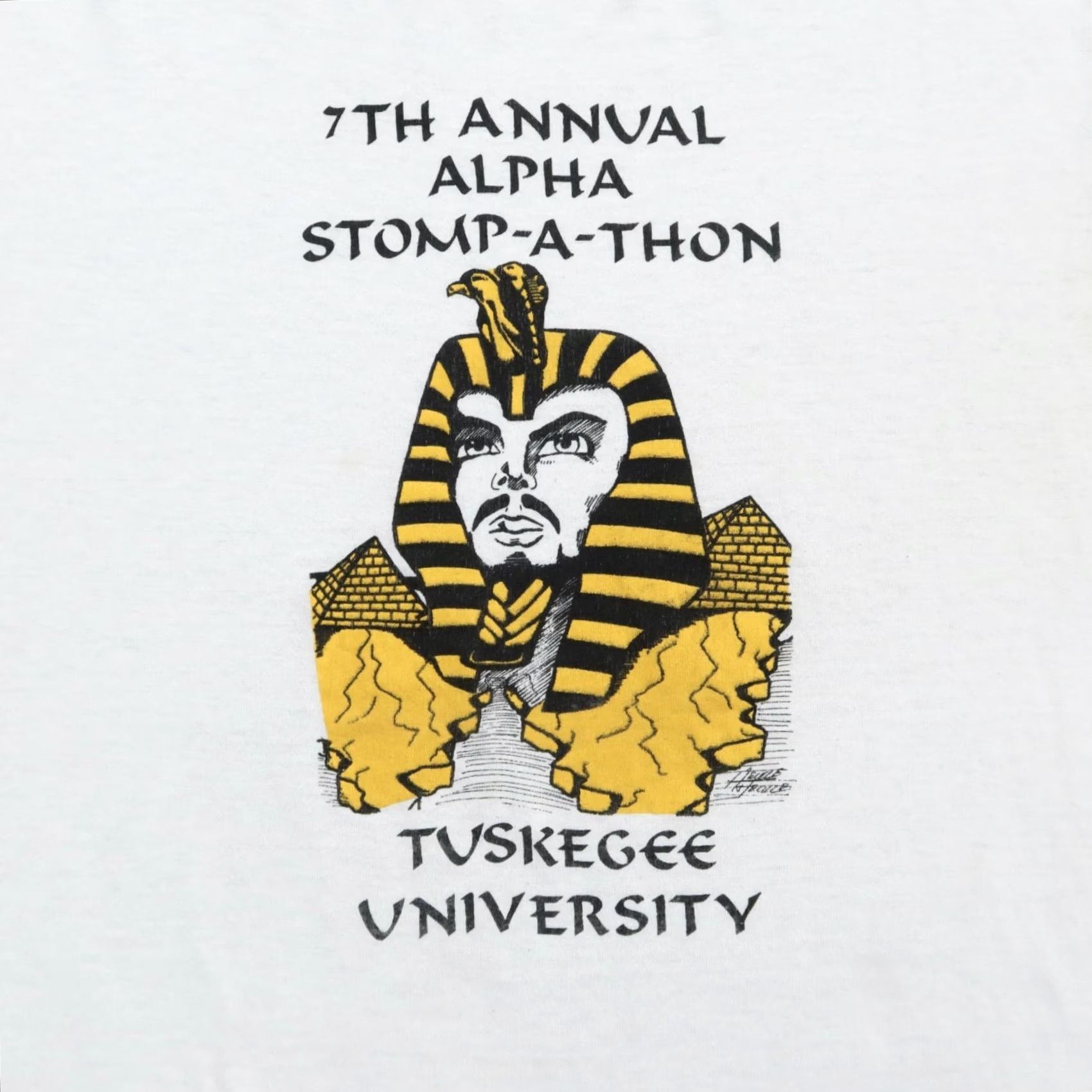 DANCER Vintage Alpha Stomp-a-Thon Tuskagee University Shirt Mens L White T-Shirt Size US L / EU 52-54 / 3 - 6 Thumbnail