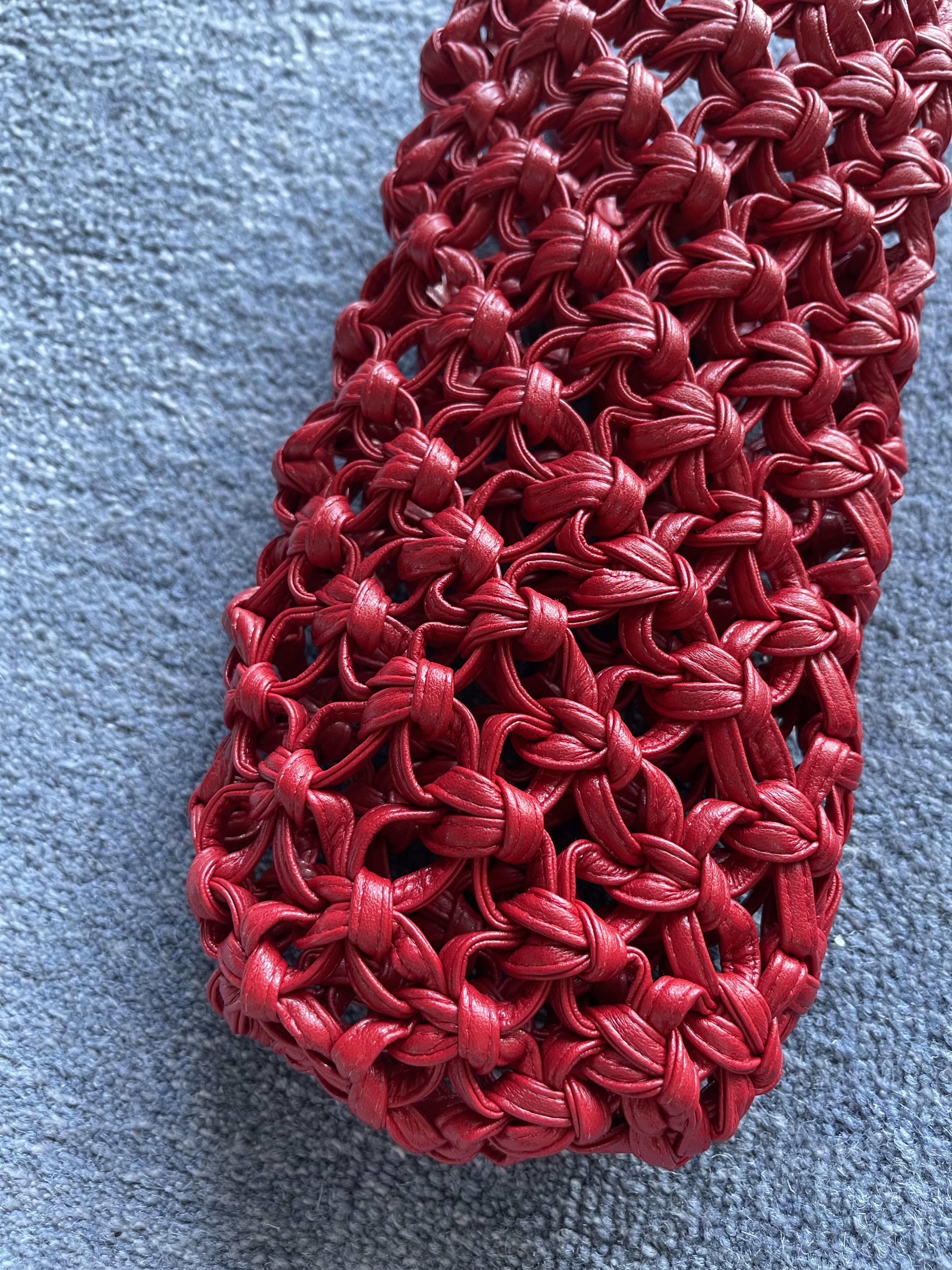 Comme des Garcons Comme des Garcons Woven Handbag Long Red Braided Wine Bag Size ONE SIZE - 3 Thumbnail