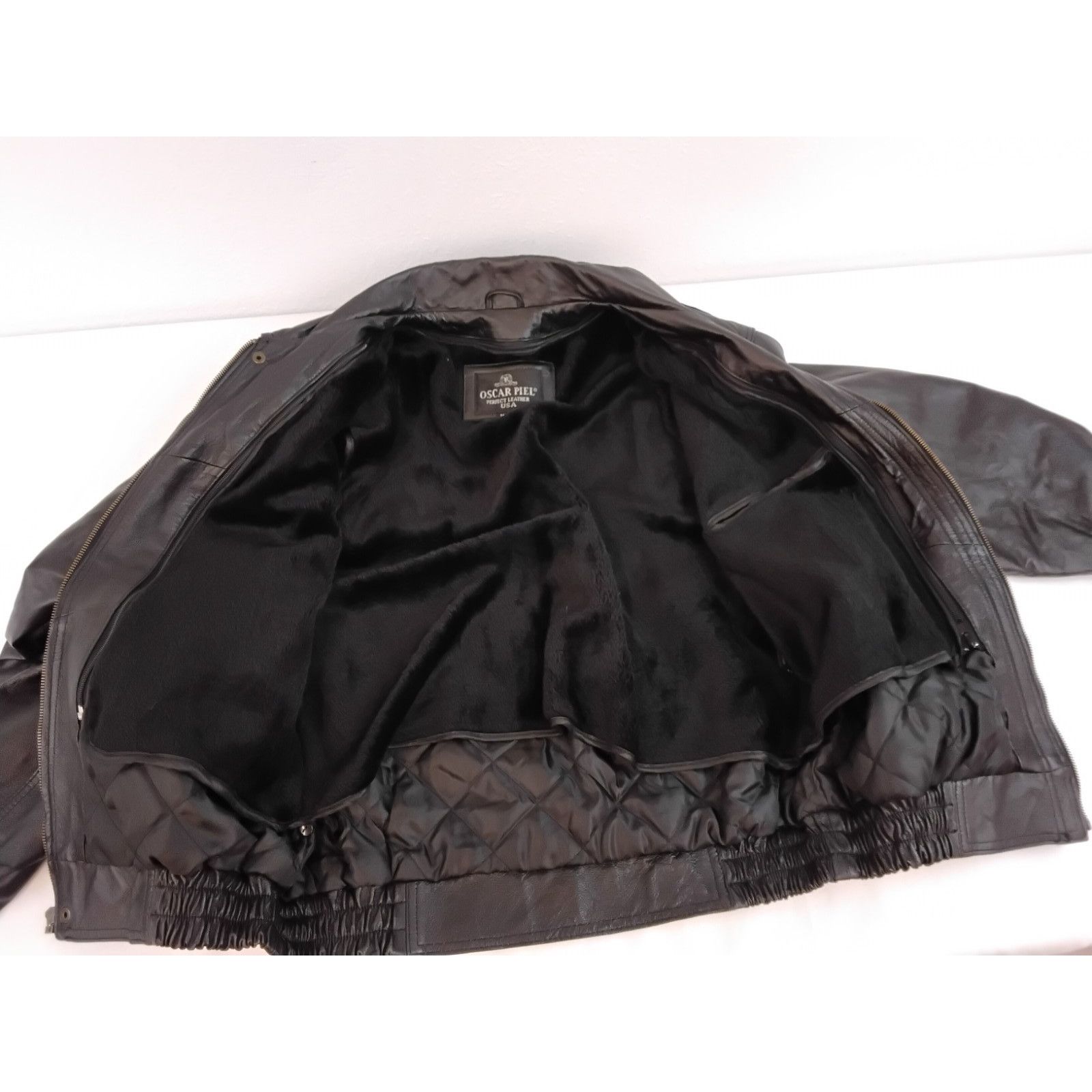 Oscar Piel Oscar Piel Leather Bomber Jacket Men M Black Removable Liner Size US M / EU 48-50 / 2 - 4 Thumbnail