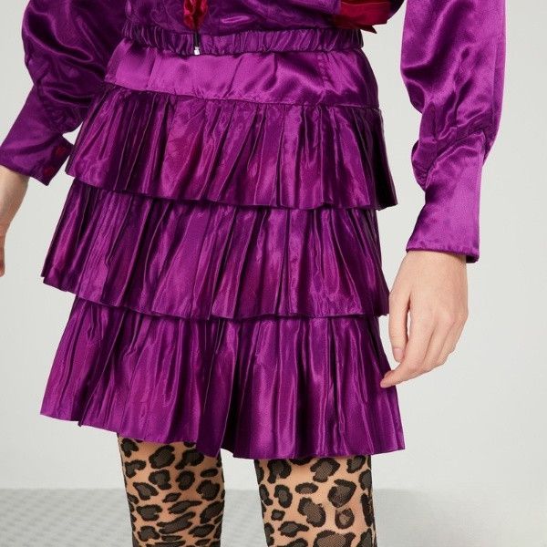 Gucci o1s1wg111025 Ruffled Duchess Mini Skirts in Purple Size 26" / US 2 / IT 38 - 4 Thumbnail