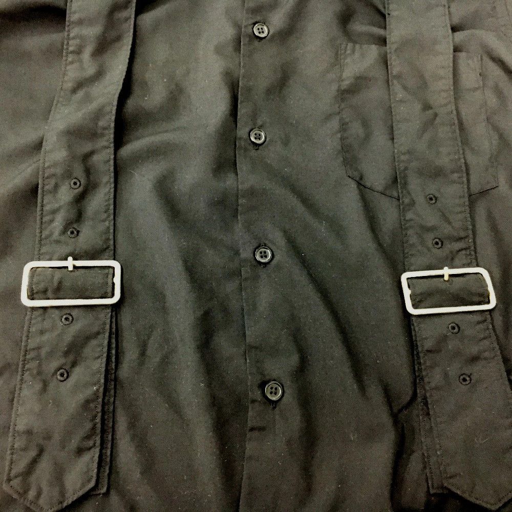 Comme des Garcons Black Shirt Belted Long Sleeve Button Up Plain Black Size US M / EU 48-50 / 2 - 3 Thumbnail