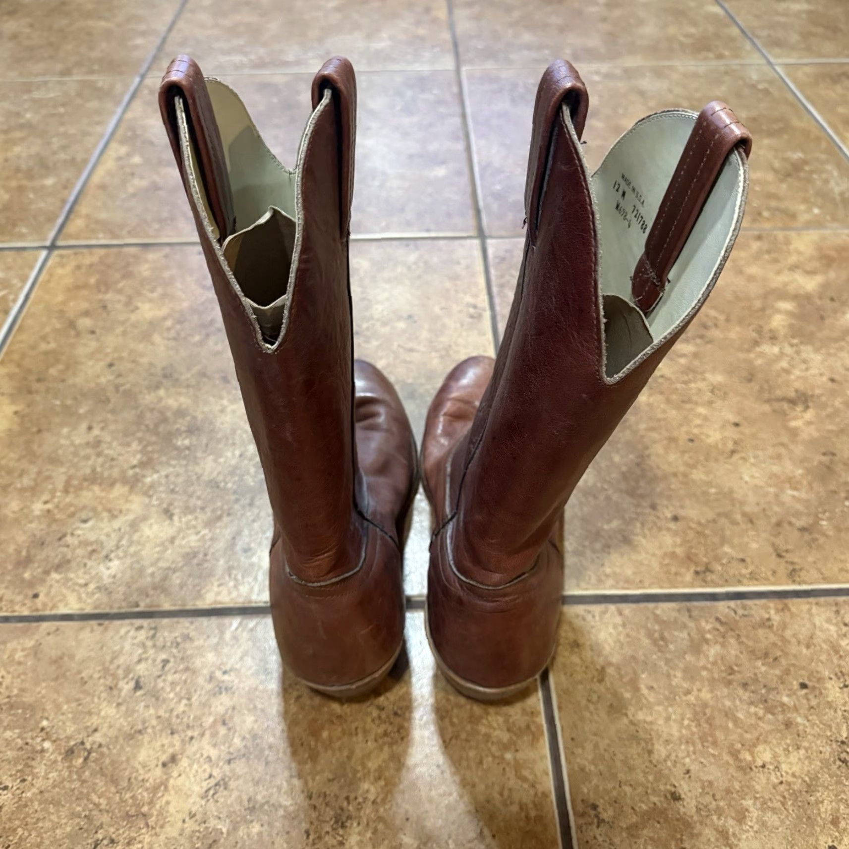 Vintage VINTAGE Dexter Campus Western Boots Mens 12 M USA MADE Brown Leather Cowboy Boots Distressed? No, Excellent Condition Size US 12 / EU 45 - 6 Thumbnail