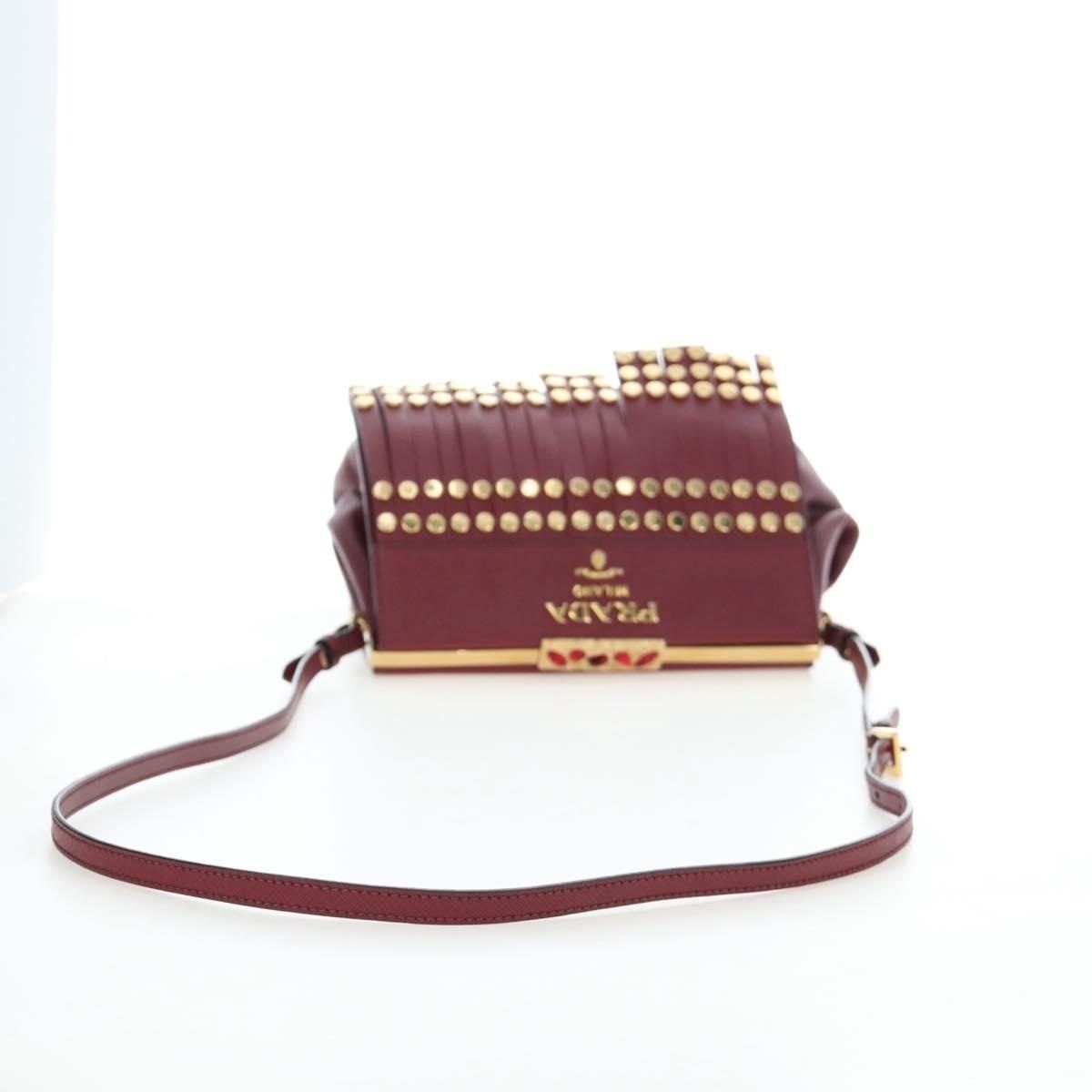 Prada Prada Saffiano Galleria Shoulder Bag Burgundy Size ONE SIZE - 10 Thumbnail